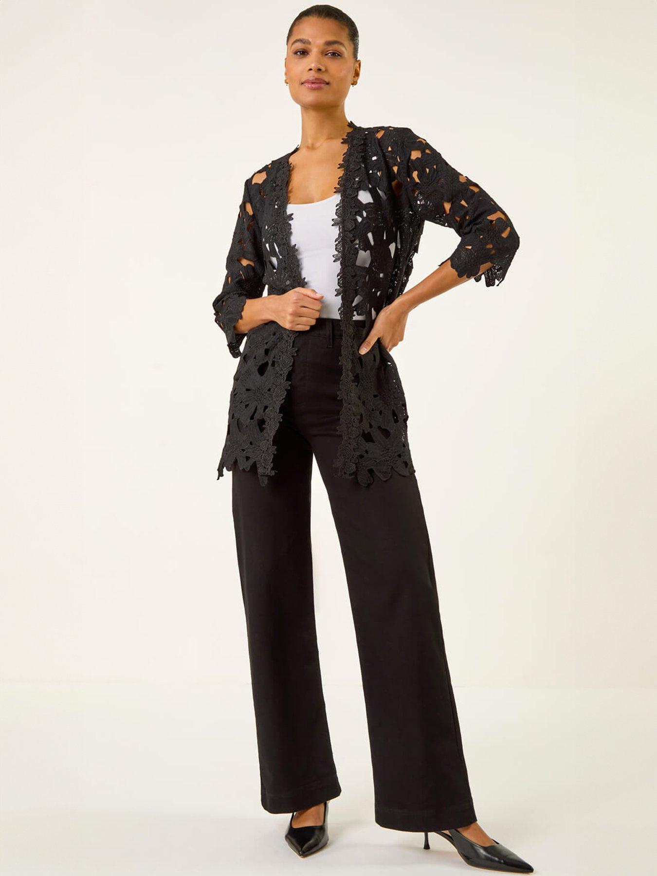  image of roman-crochet-lace-longline-jacket