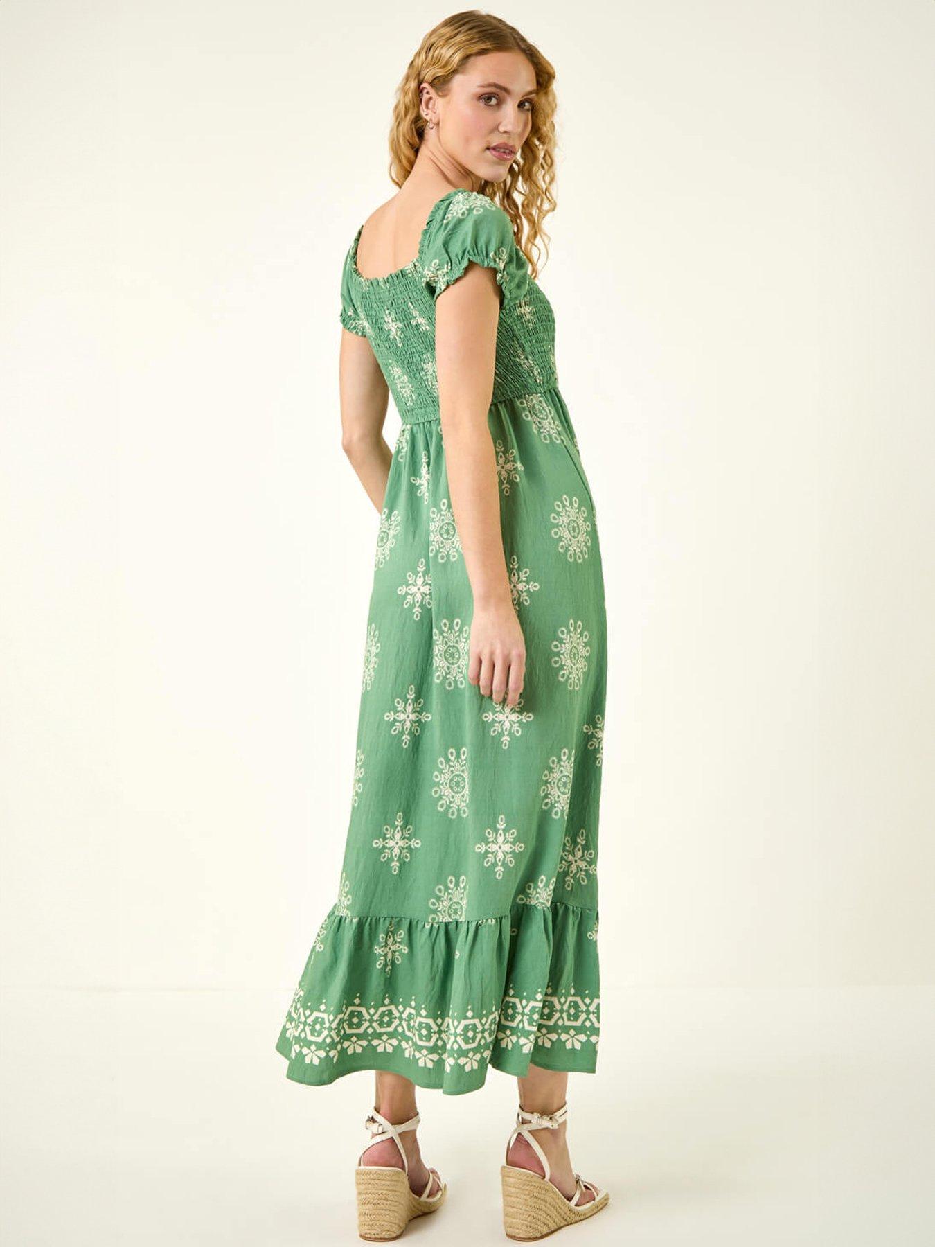 Image 2 of 4 of Roman Borderie Shirred Maxi Dress