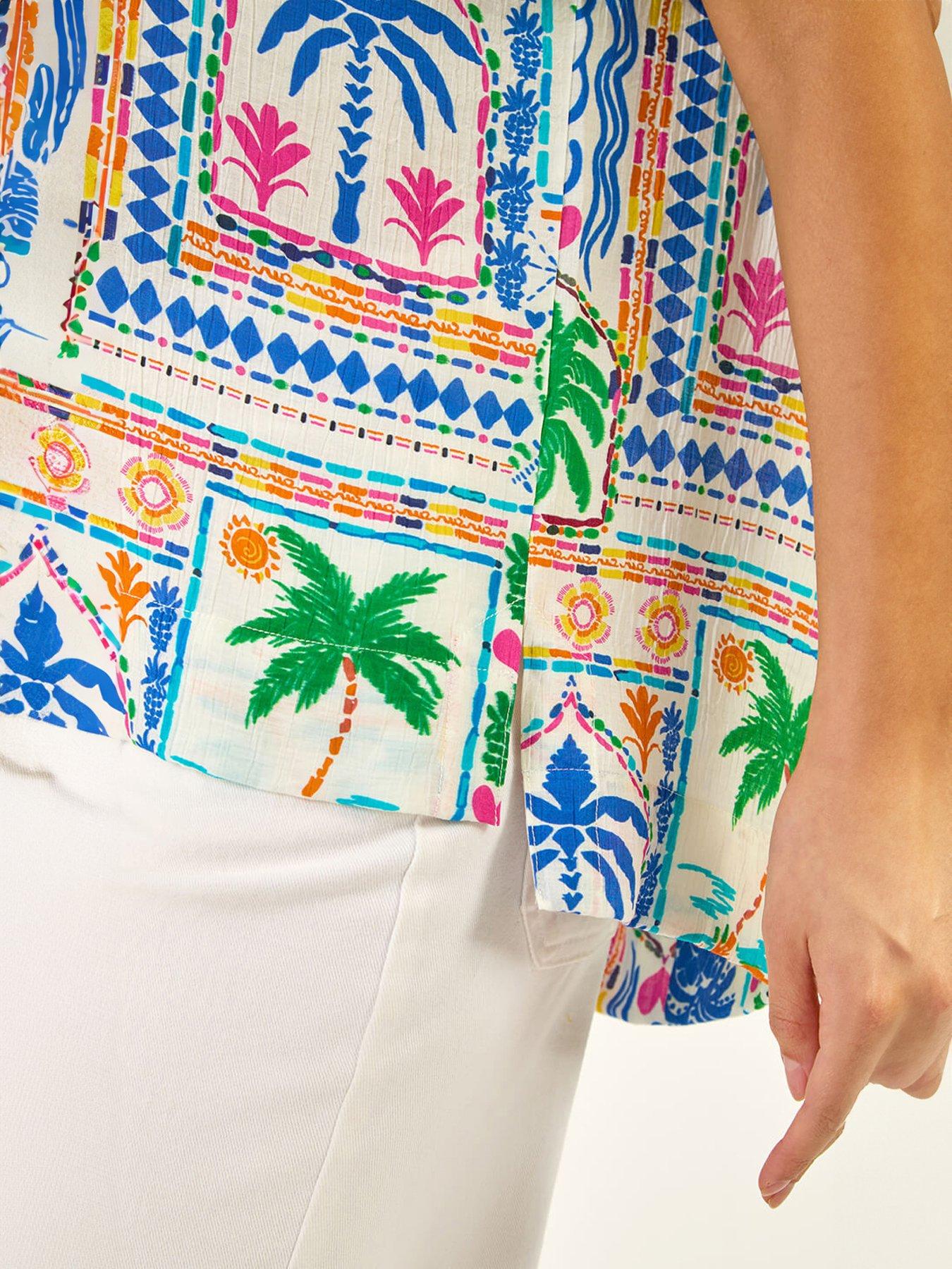 Image 4 of 5 of Roman Patchwork Print Top