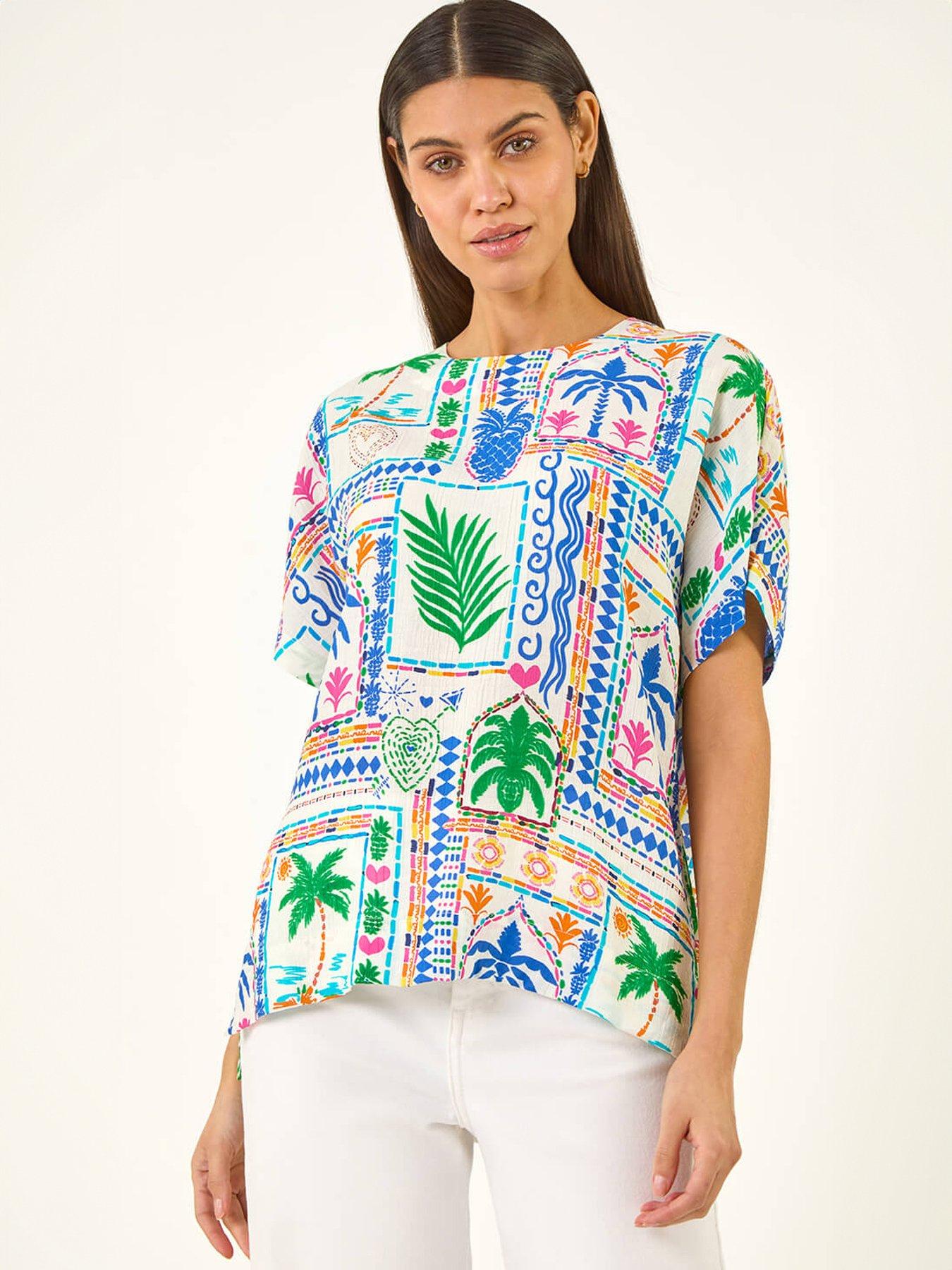 Image 5 of 5 of Roman Patchwork Print Top