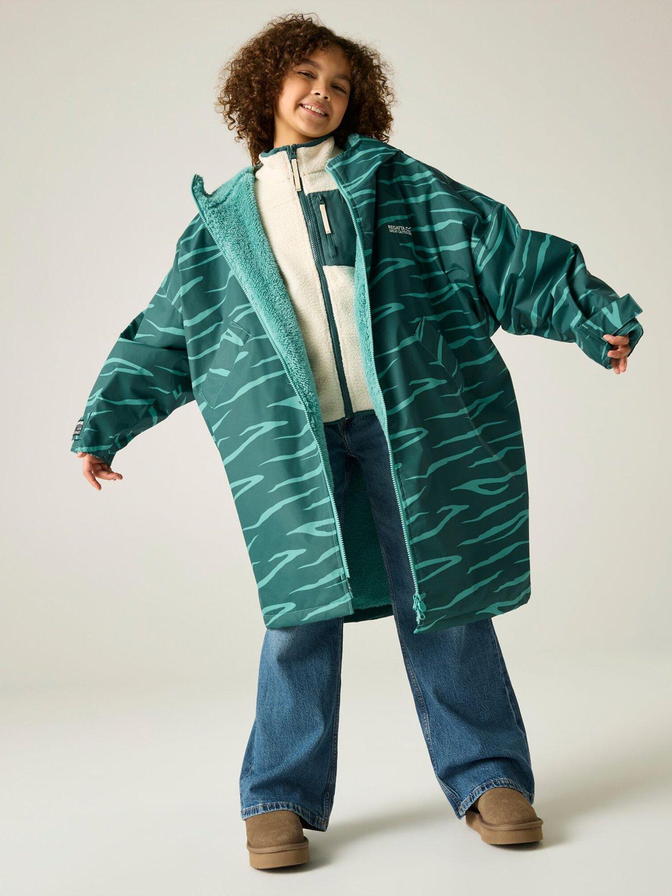 Regatta Junior Waterproof Robe-mediterranea Zebra(turquoise)