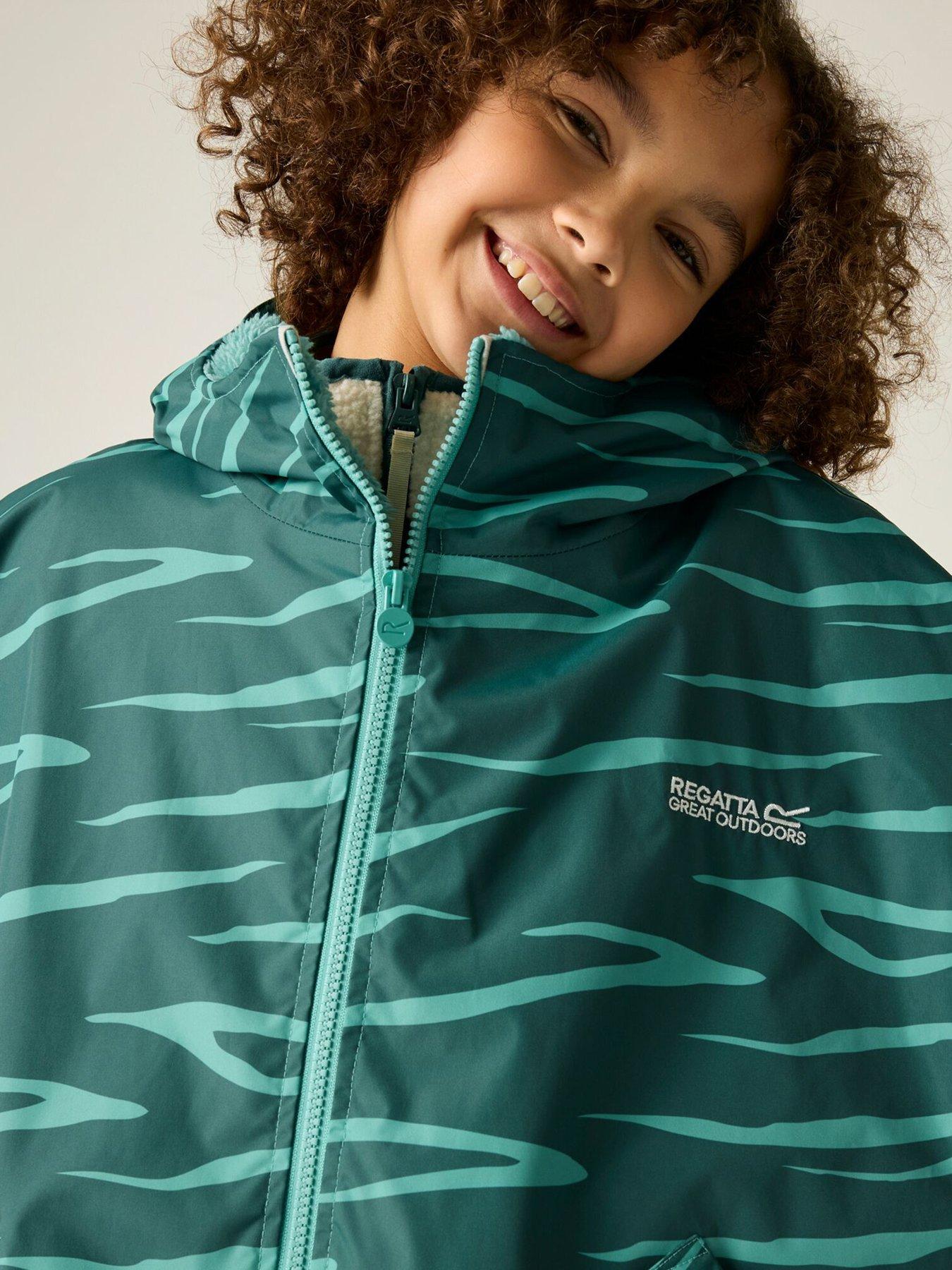 Image 6 of 7 of Regatta Junior Waterproof Robe Mediterranean Zebra (Turquoise)