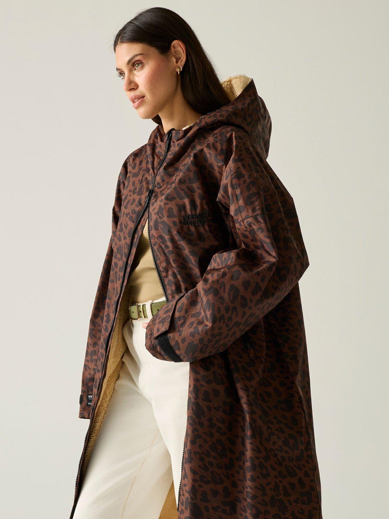 Regatta Adult Waterproof Robe - Dark Textured Leopard | Littlewoods