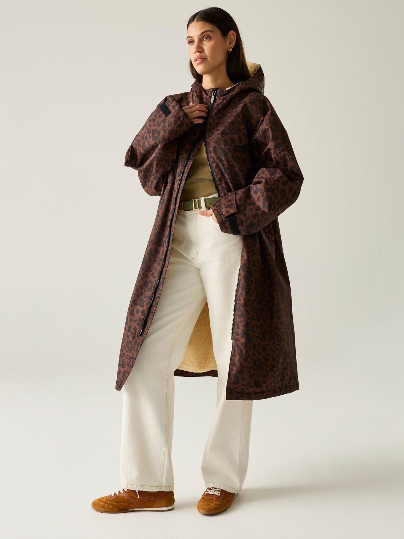 Regatta Adult Waterproof Robe - Dark Textured Leopard | Littlewoods