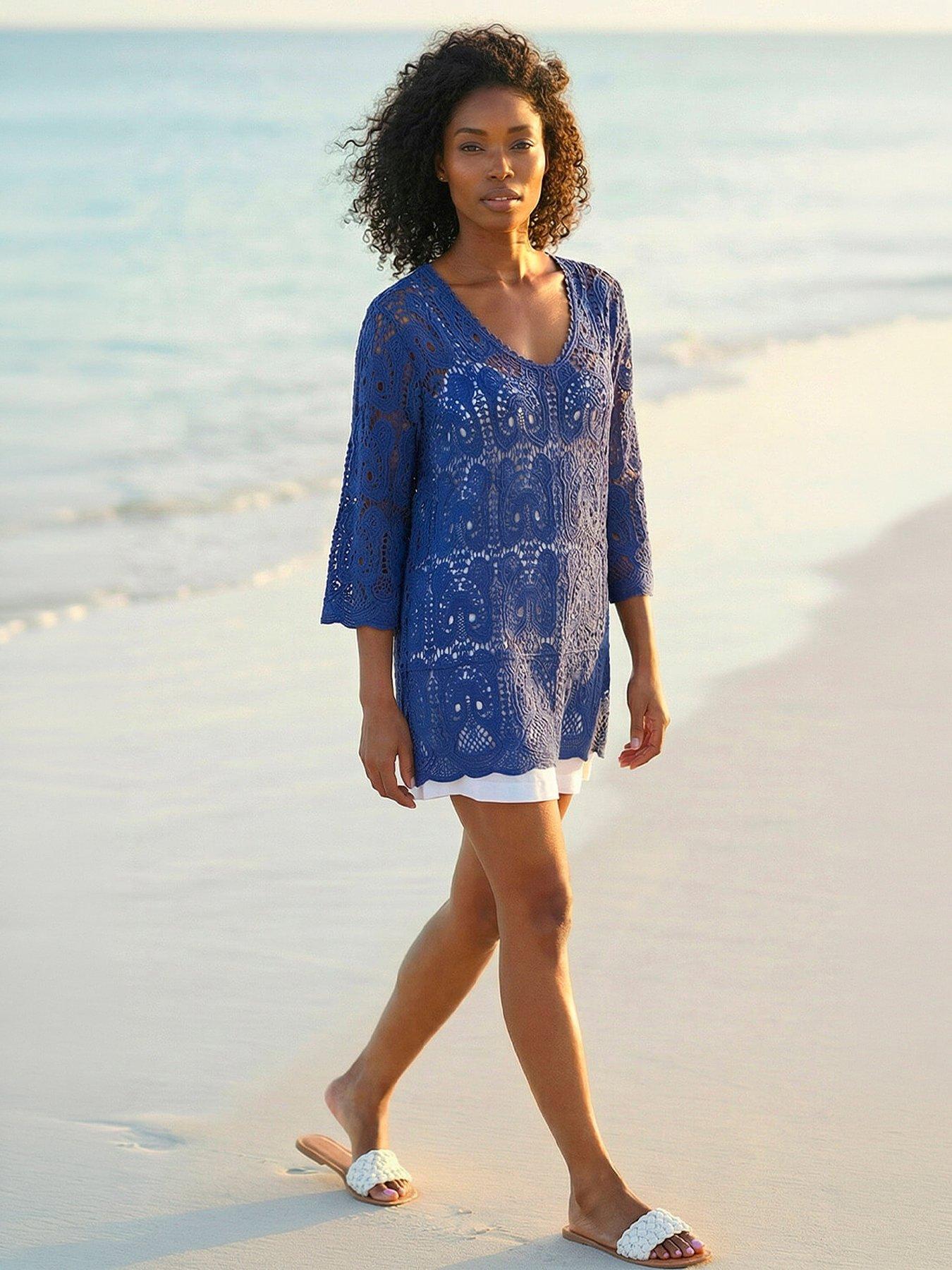 front image of roman-cotton-crochet-tunic-top