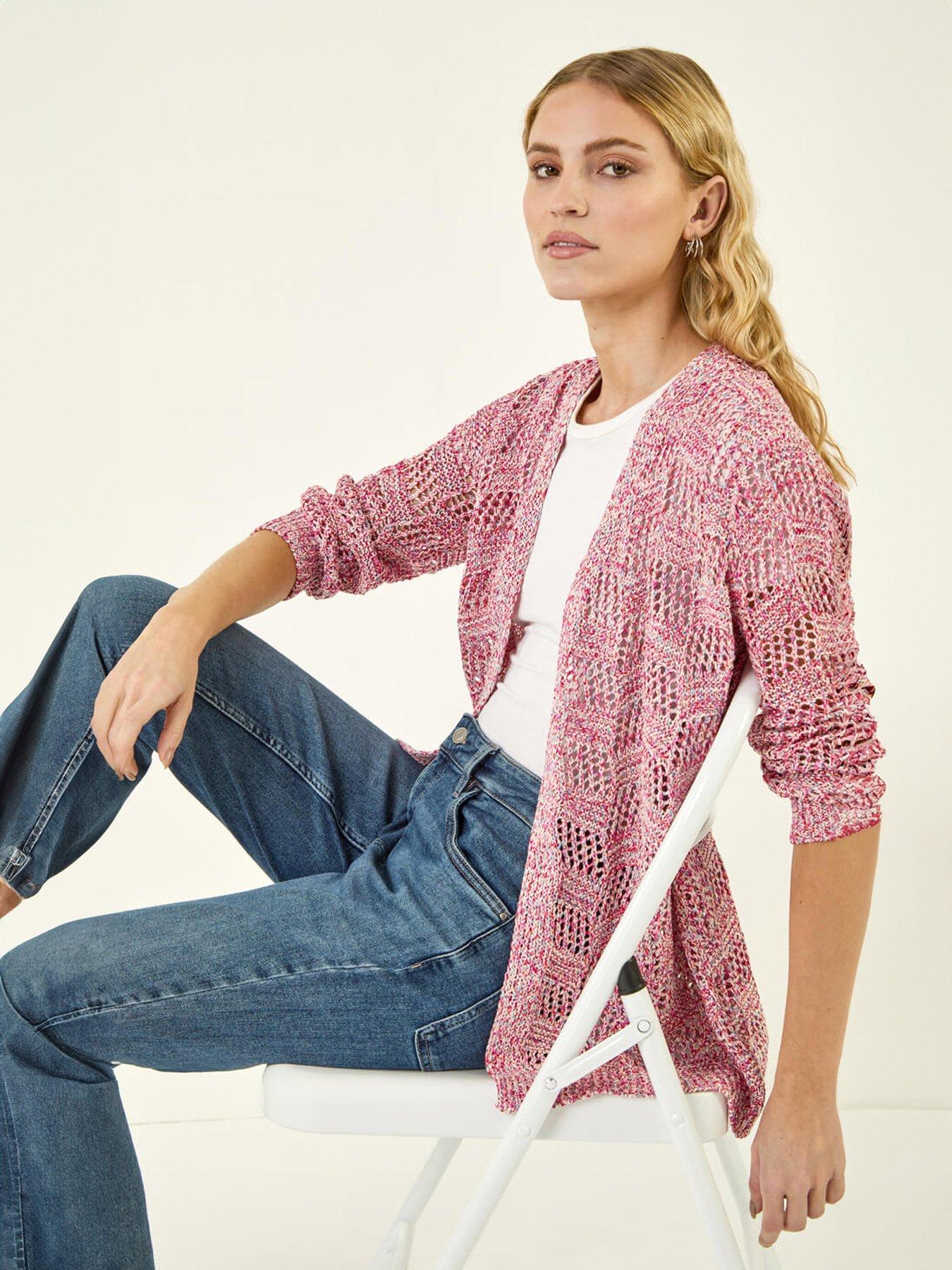 Roman Tape Knit Cotton Blend Cardigan