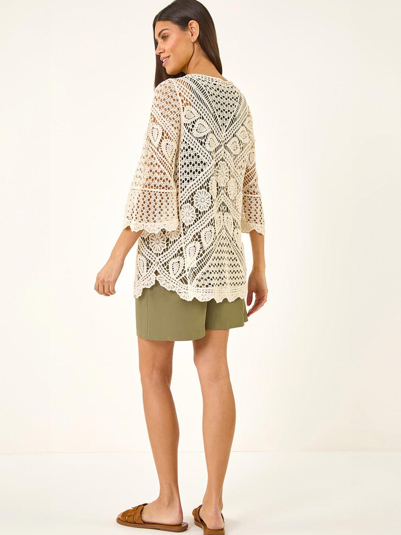  image of roman-crochet-lace-v-neck-open-knit