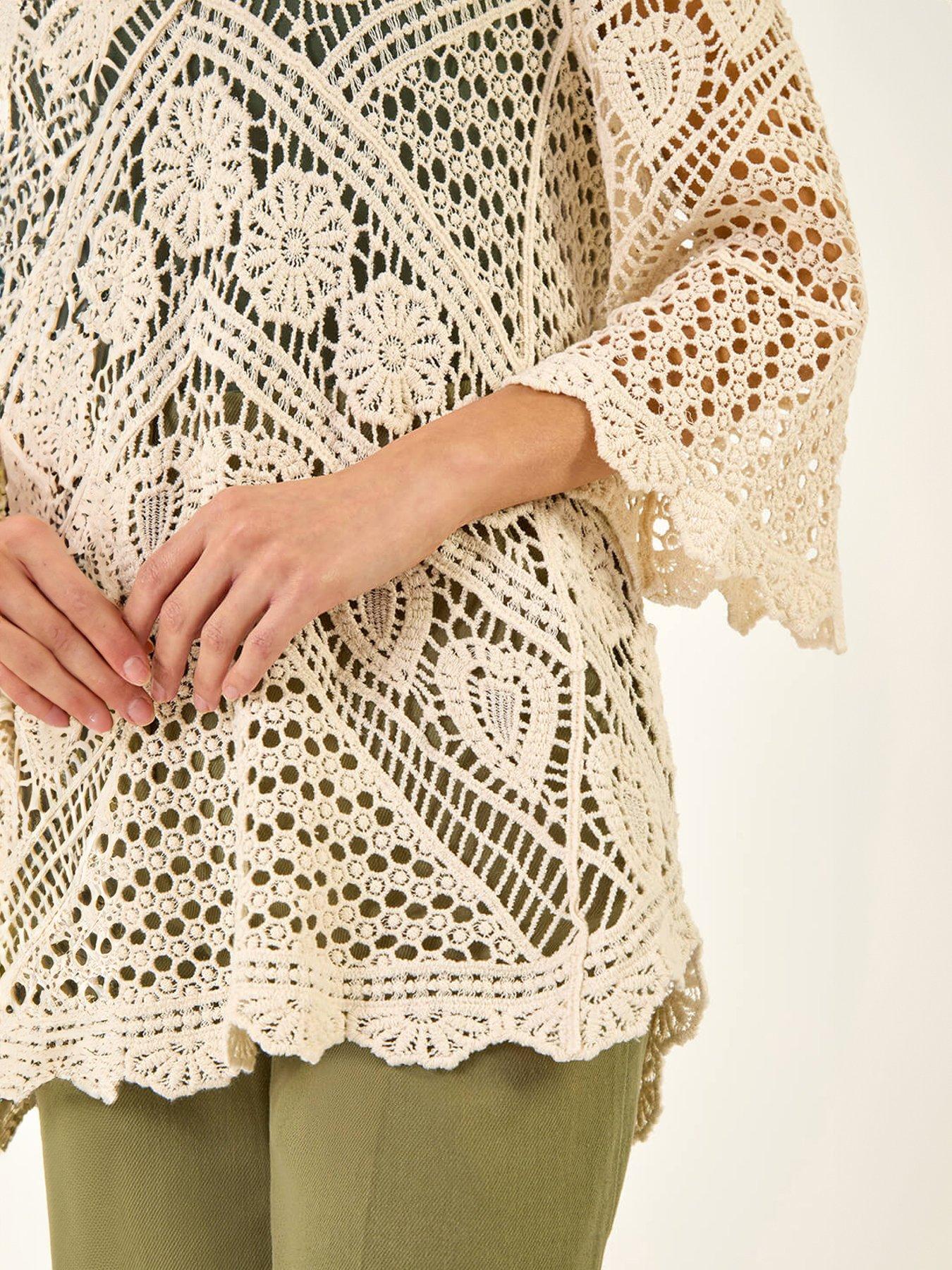  image of roman-crochet-lace-v-neck-open-knit