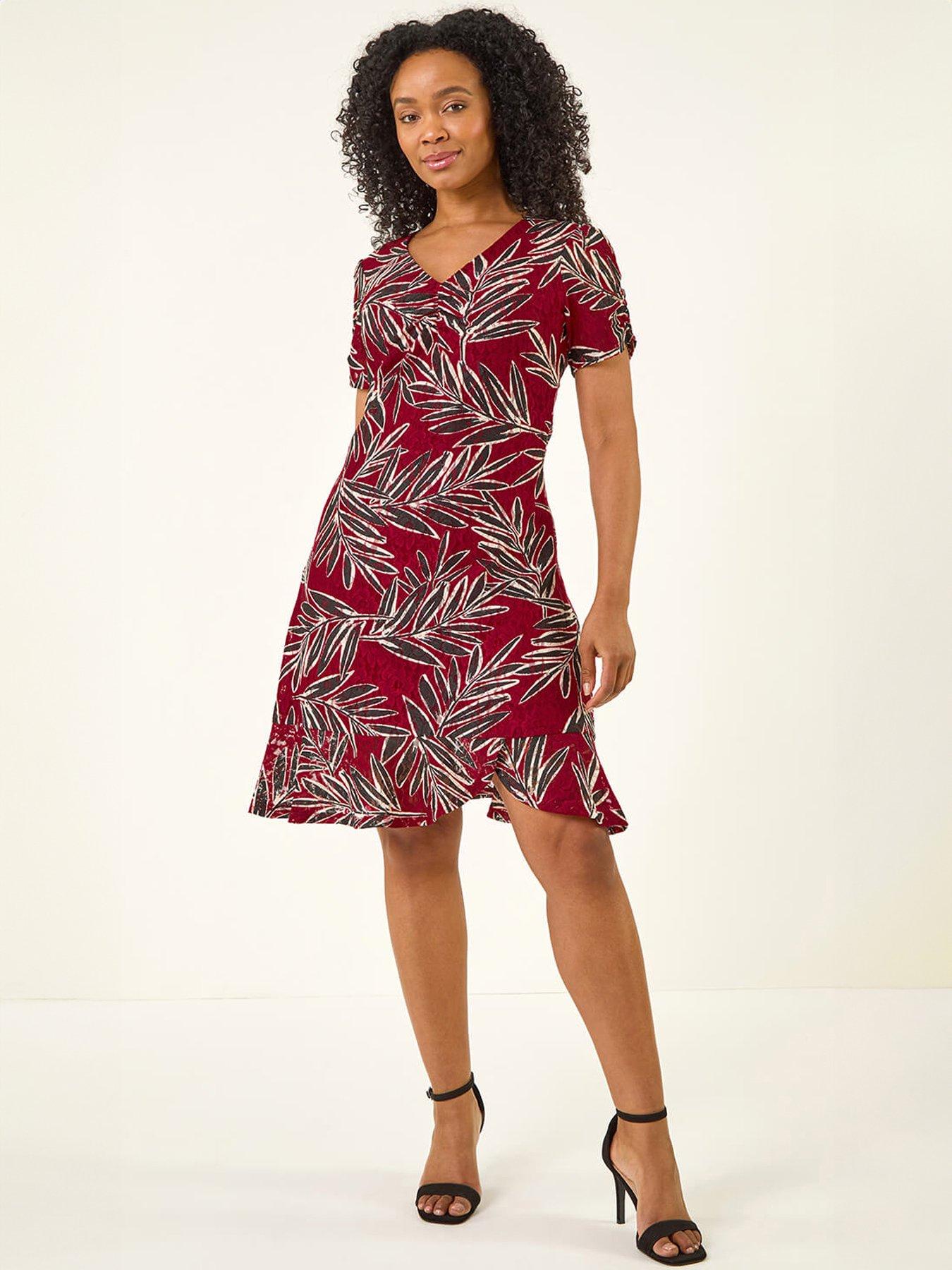  image of roman-petite-leaf-lace-ruched-dress