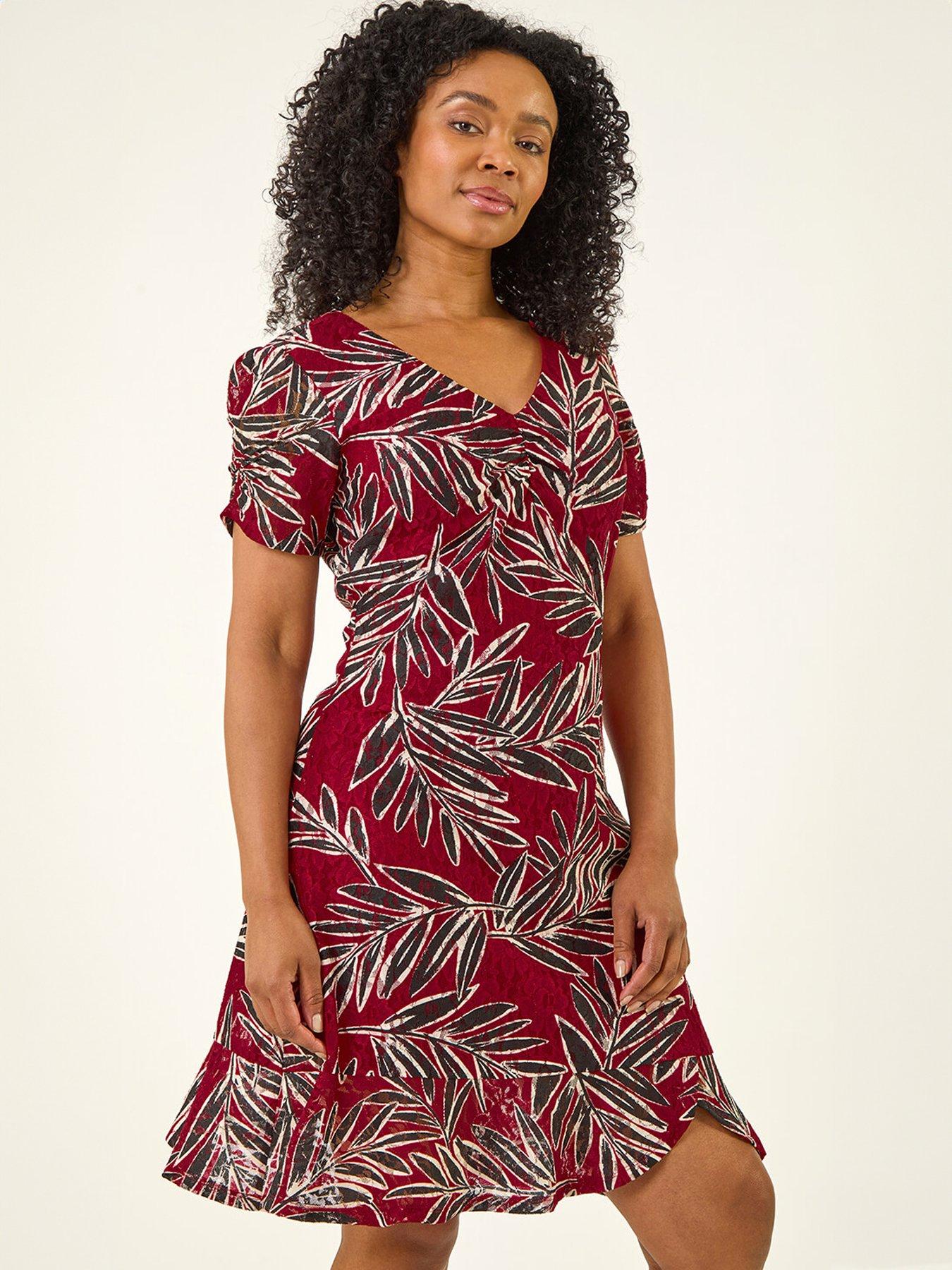  image of roman-petite-leaf-lace-ruched-dress
