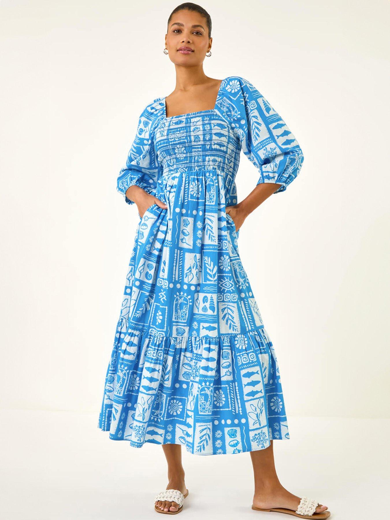 Roman Seashell Tile Midi Dress