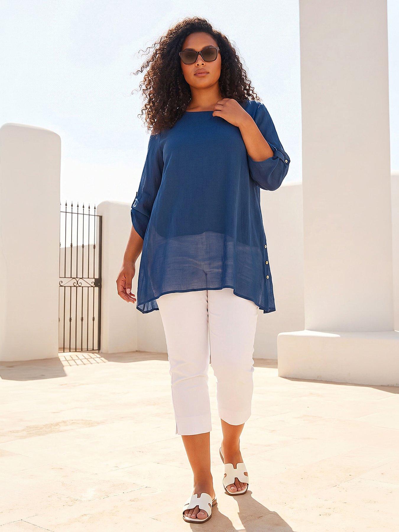 Image 1 of 5 of Roman Curve Buttoned Side Asymmetric Top