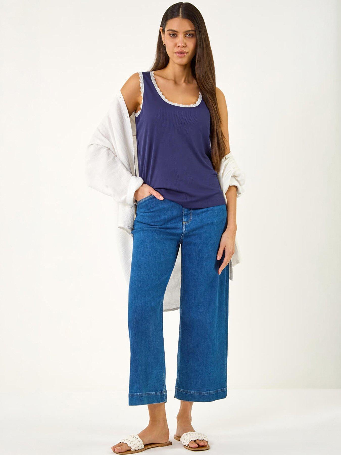 Roman Lace Trim Ribbed Vest