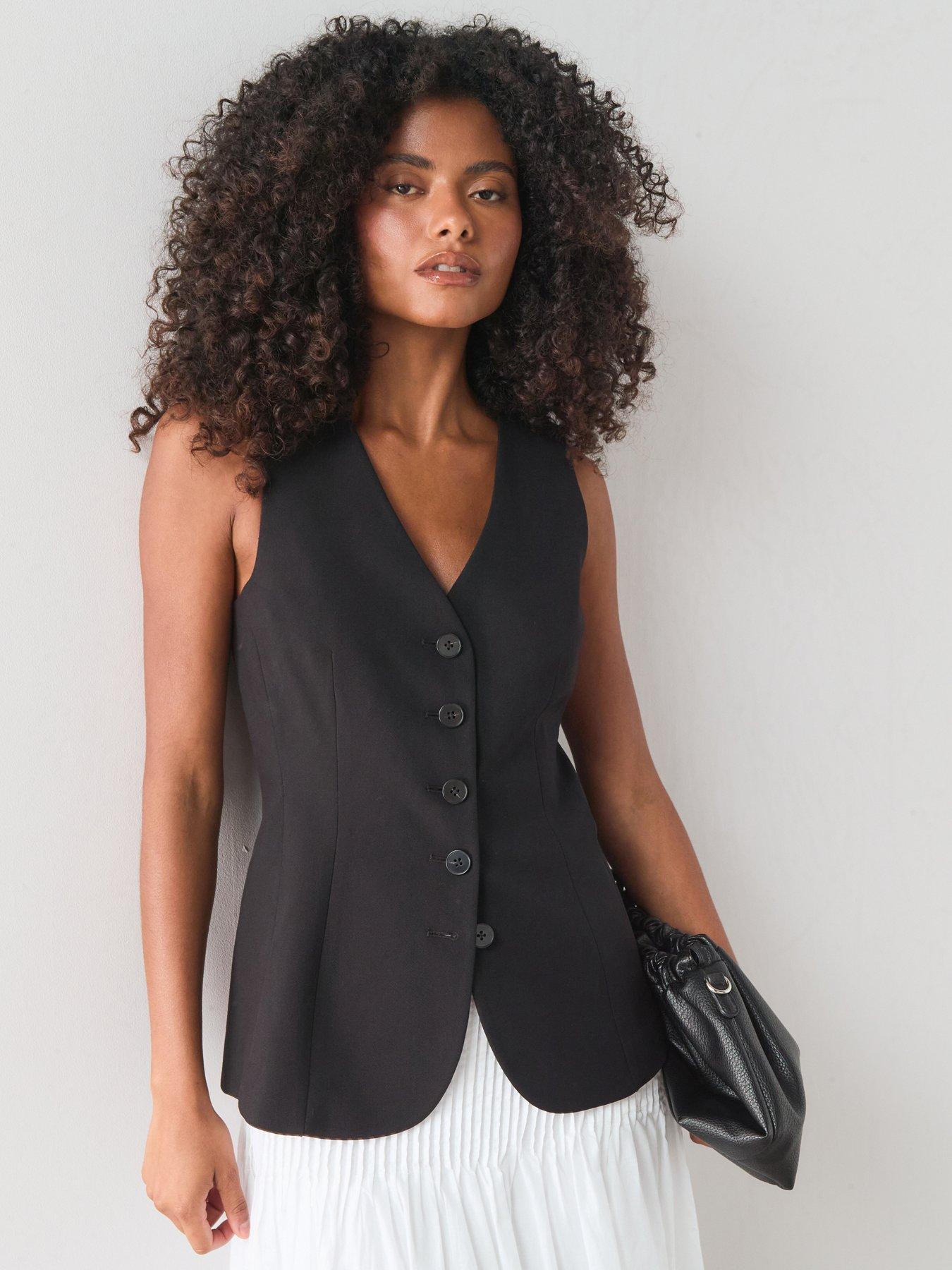 The Very Collection Women's V Neck Waistcoat - Black