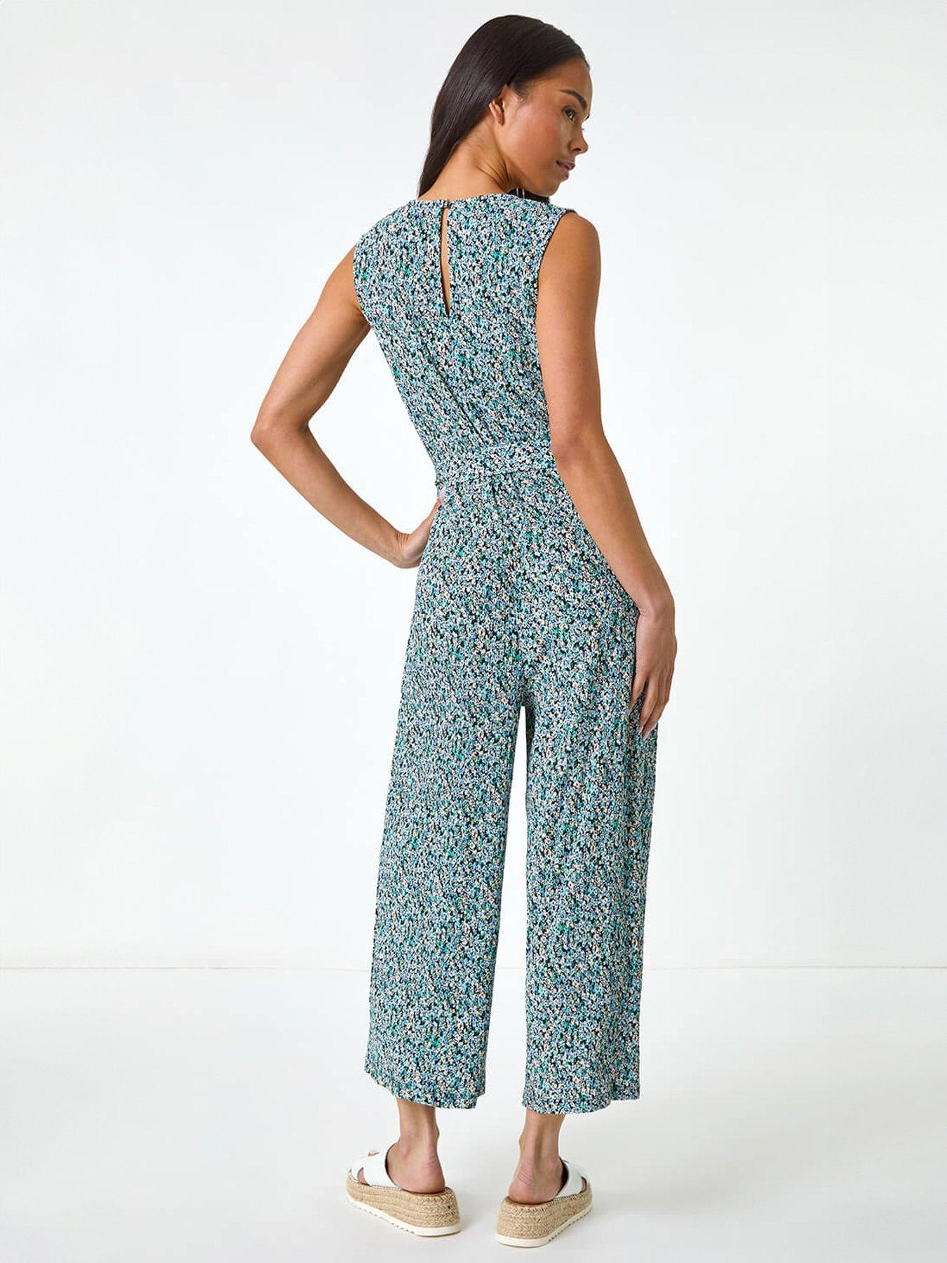 Image 2 of 5 of Roman Petite Ditsy Crinkle Crop Jumpsuit