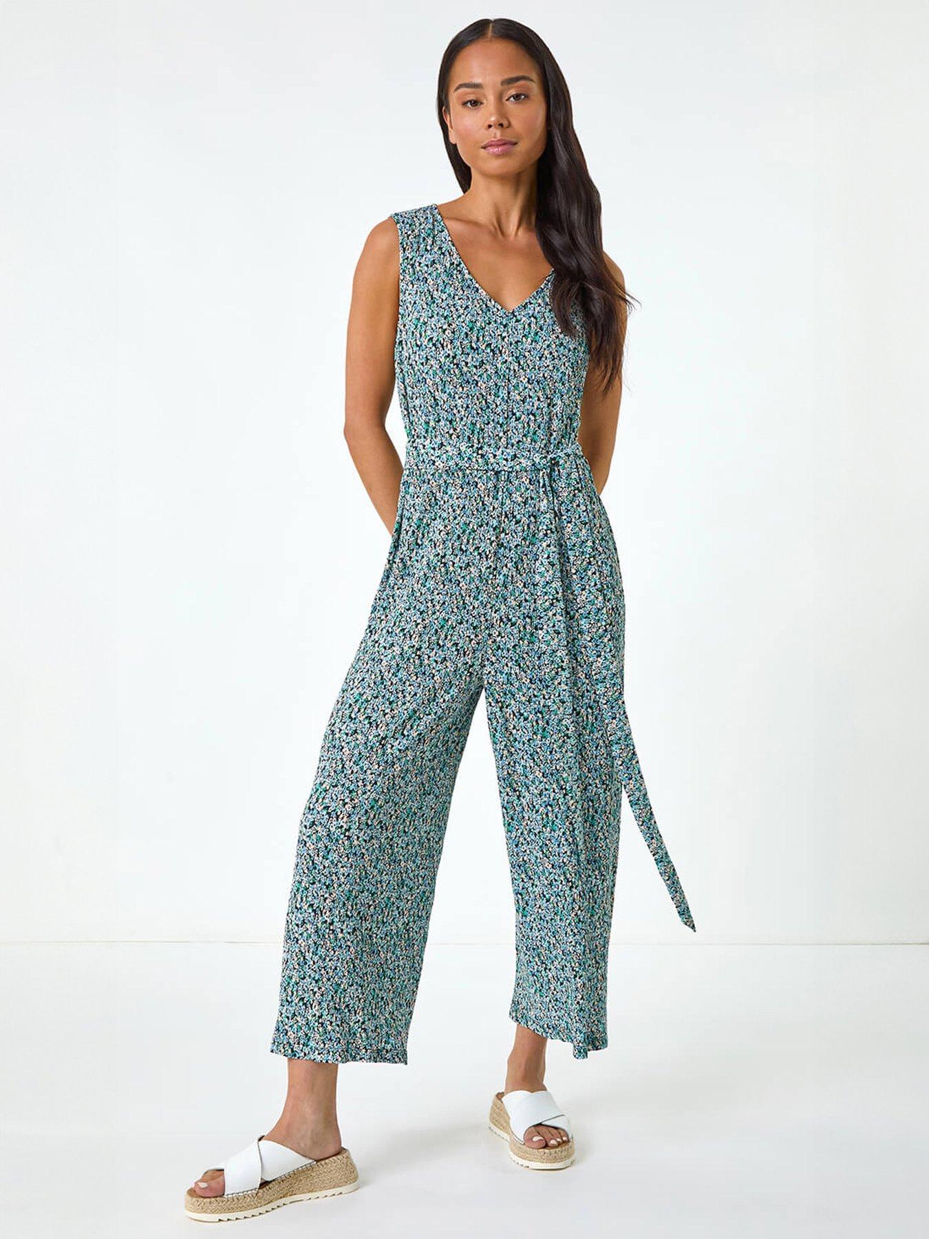 Image 3 of 5 of Roman Petite Ditsy Crinkle Crop Jumpsuit