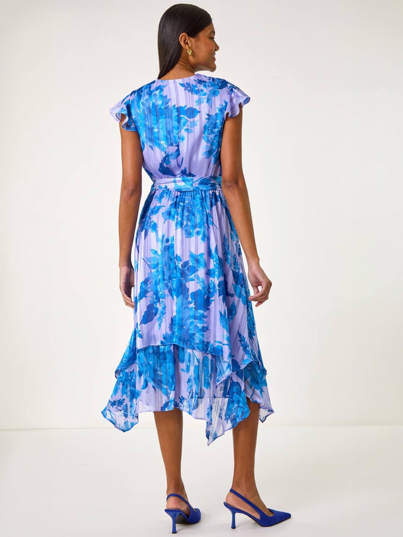 Image 2 of 4 of Roman Floral Frill Midi Wrap Dress