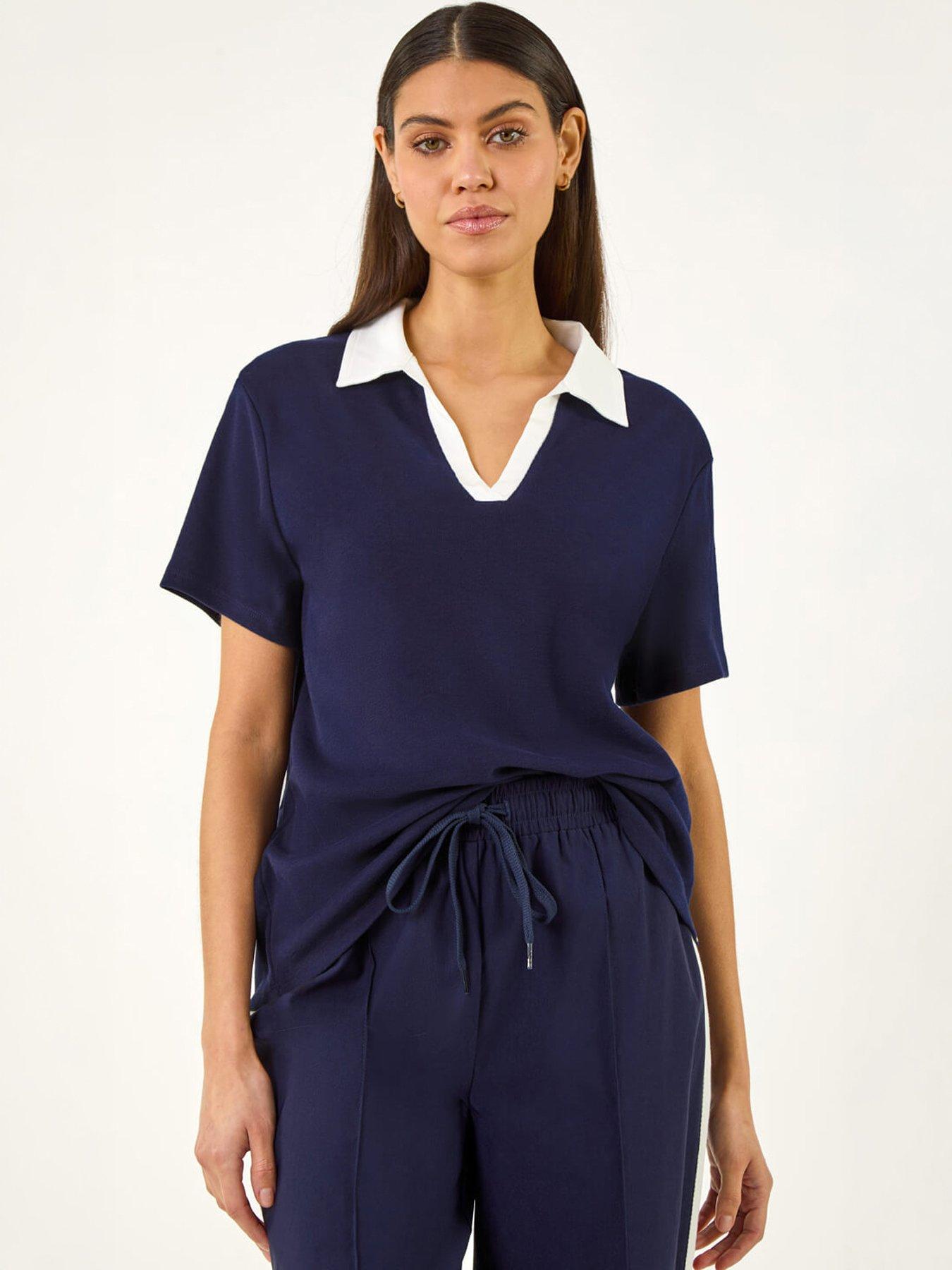 Image 3 of 5 of Roman Cotton Collar V-Neck Top