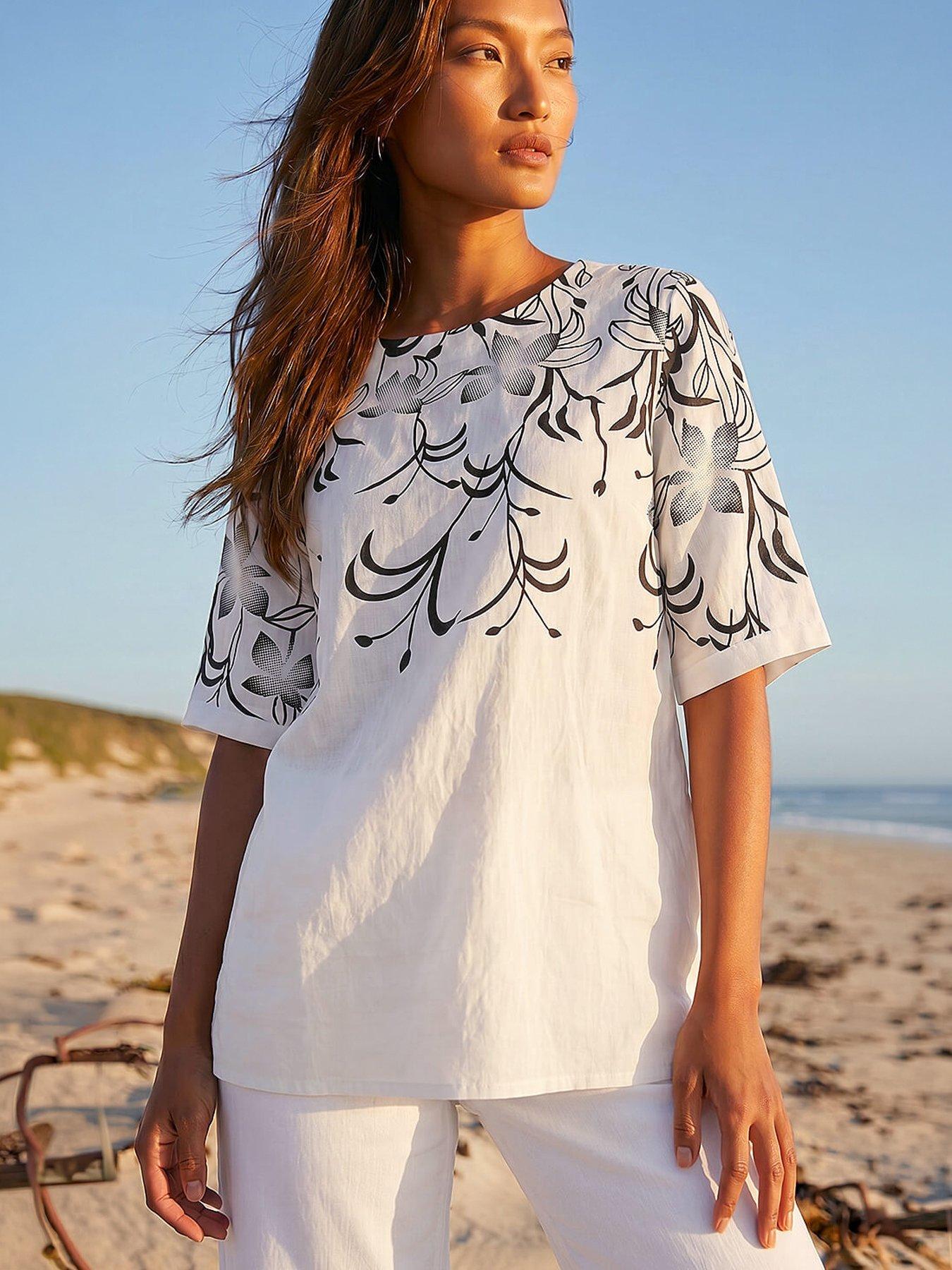 Roman Floral Mono Print Top