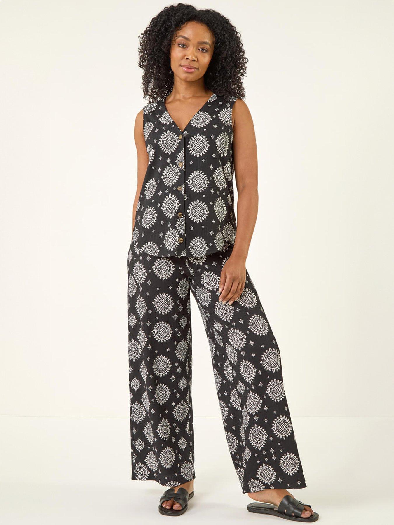 Image 3 of 5 of Roman Petite Abstract Print Button Blouse