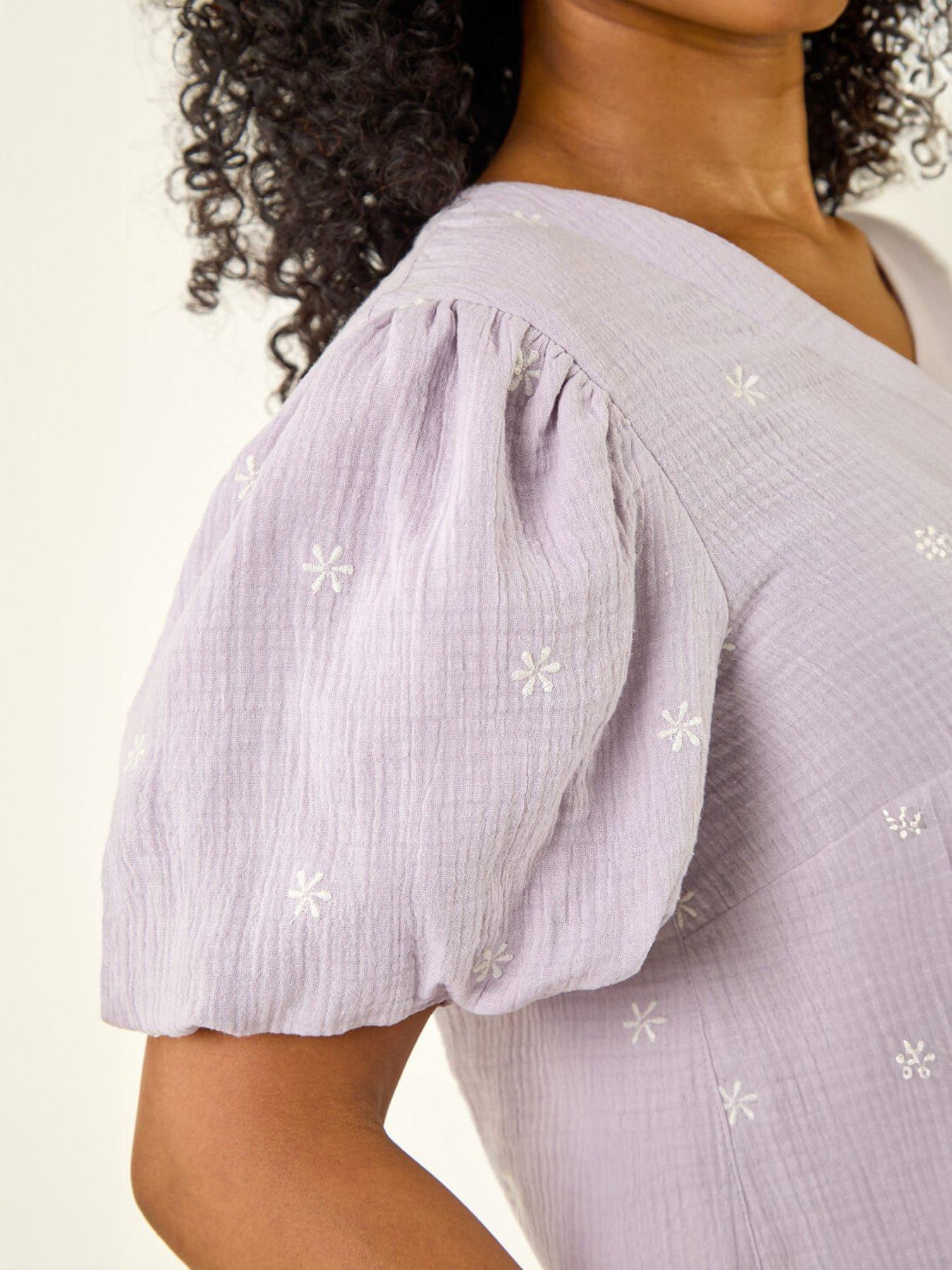 Image 5 of 5 of Roman Petite Embroidered V-Neck Top