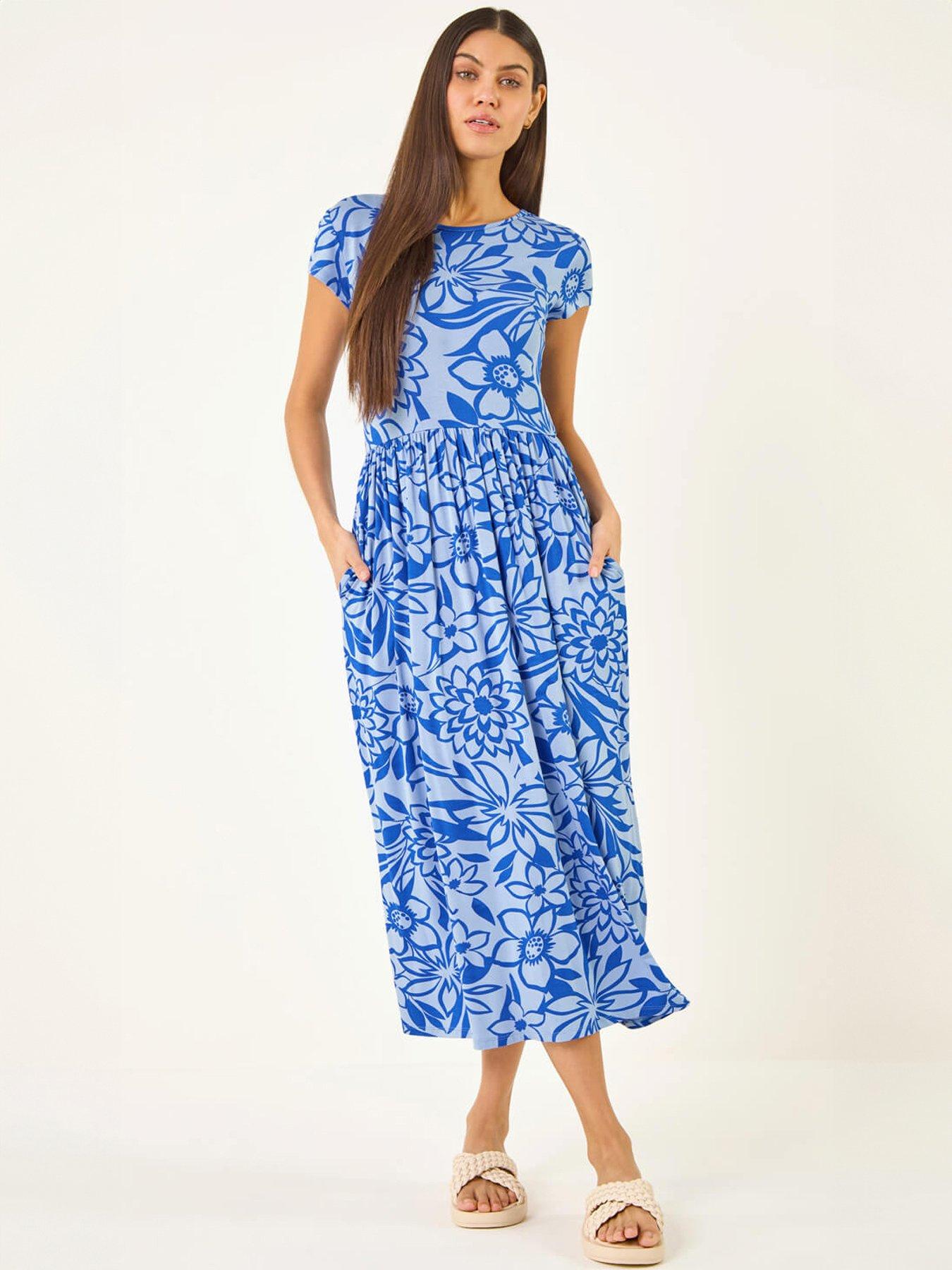 Roman Floral Pocket Midi Dress
