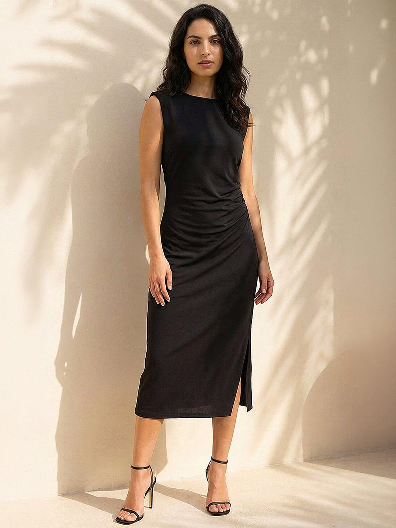 Image 1 of 5 of Roman Dusk Stretch Fitted Midi Dress