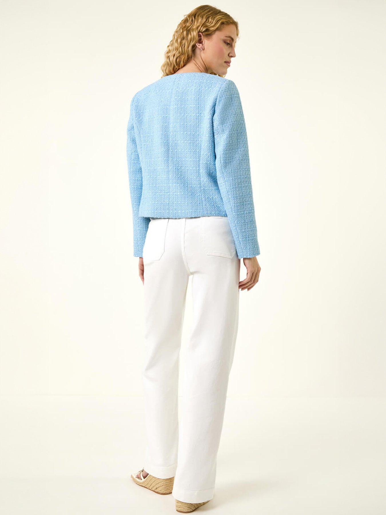 Image 2 of 5 of Roman Collarless Buttoned Boucle Jacket