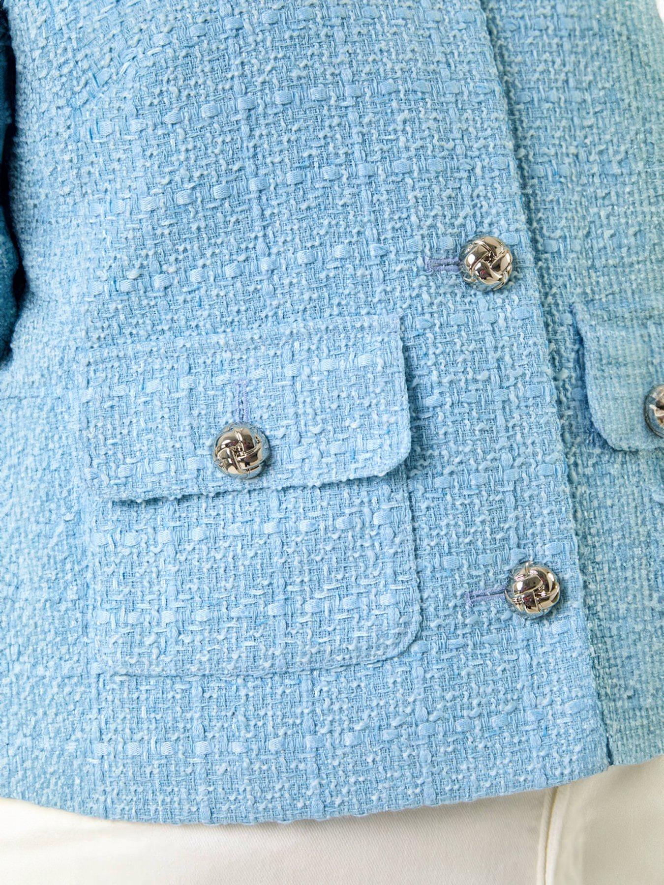 Image 5 of 5 of Roman Collarless Buttoned Boucle Jacket