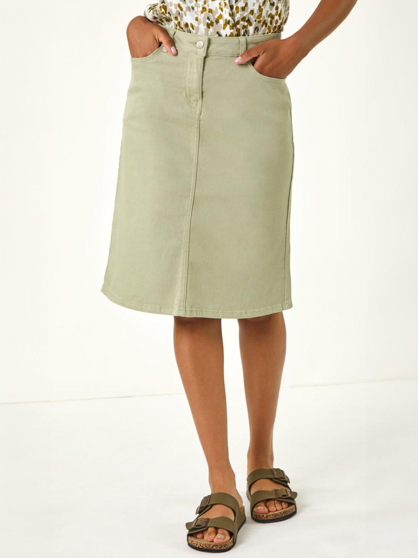  image of roman-cotton-denim-stretch-skirt