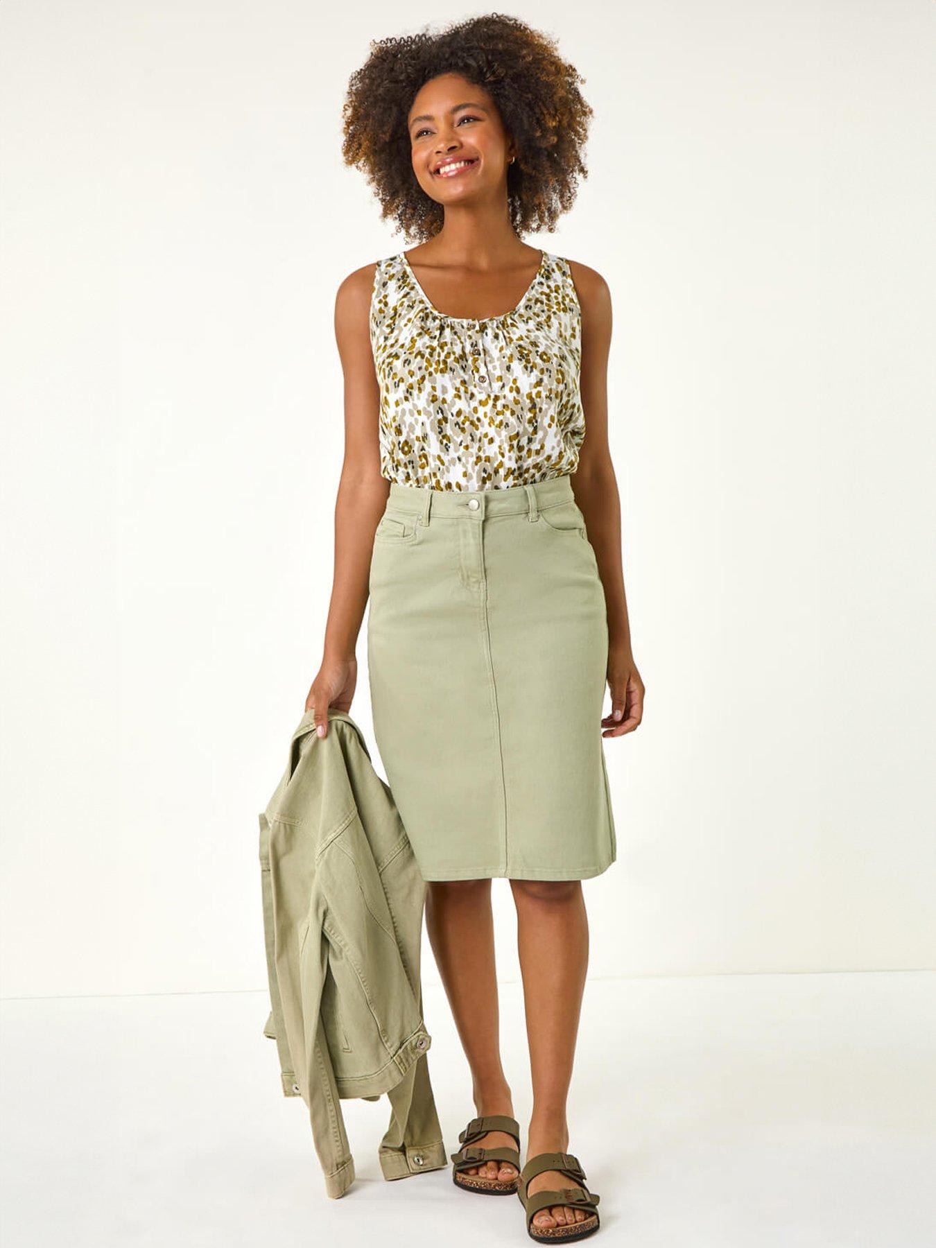  image of roman-cotton-denim-stretch-skirt