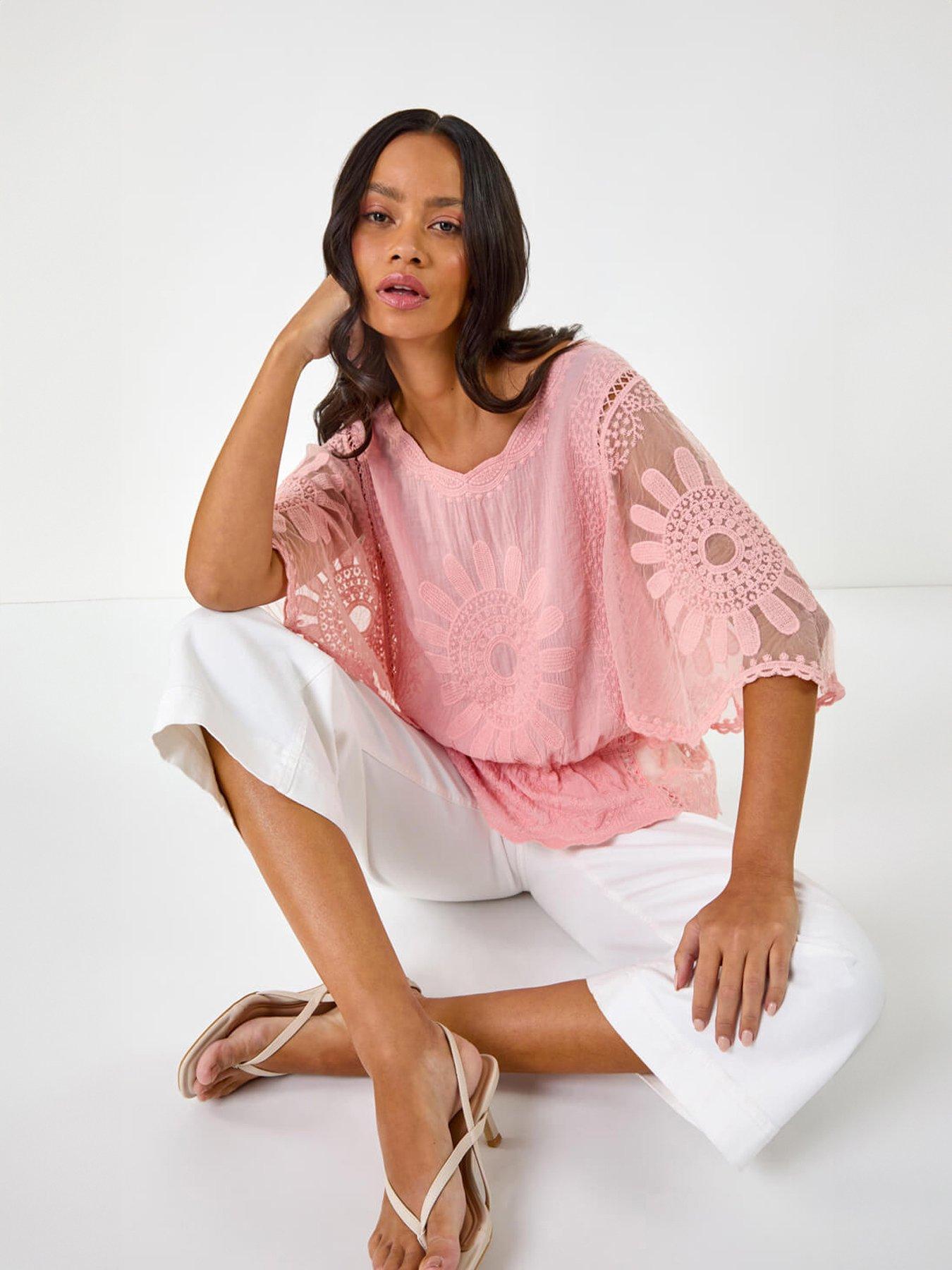 Roman Dusk Sunflower Lace Blouse