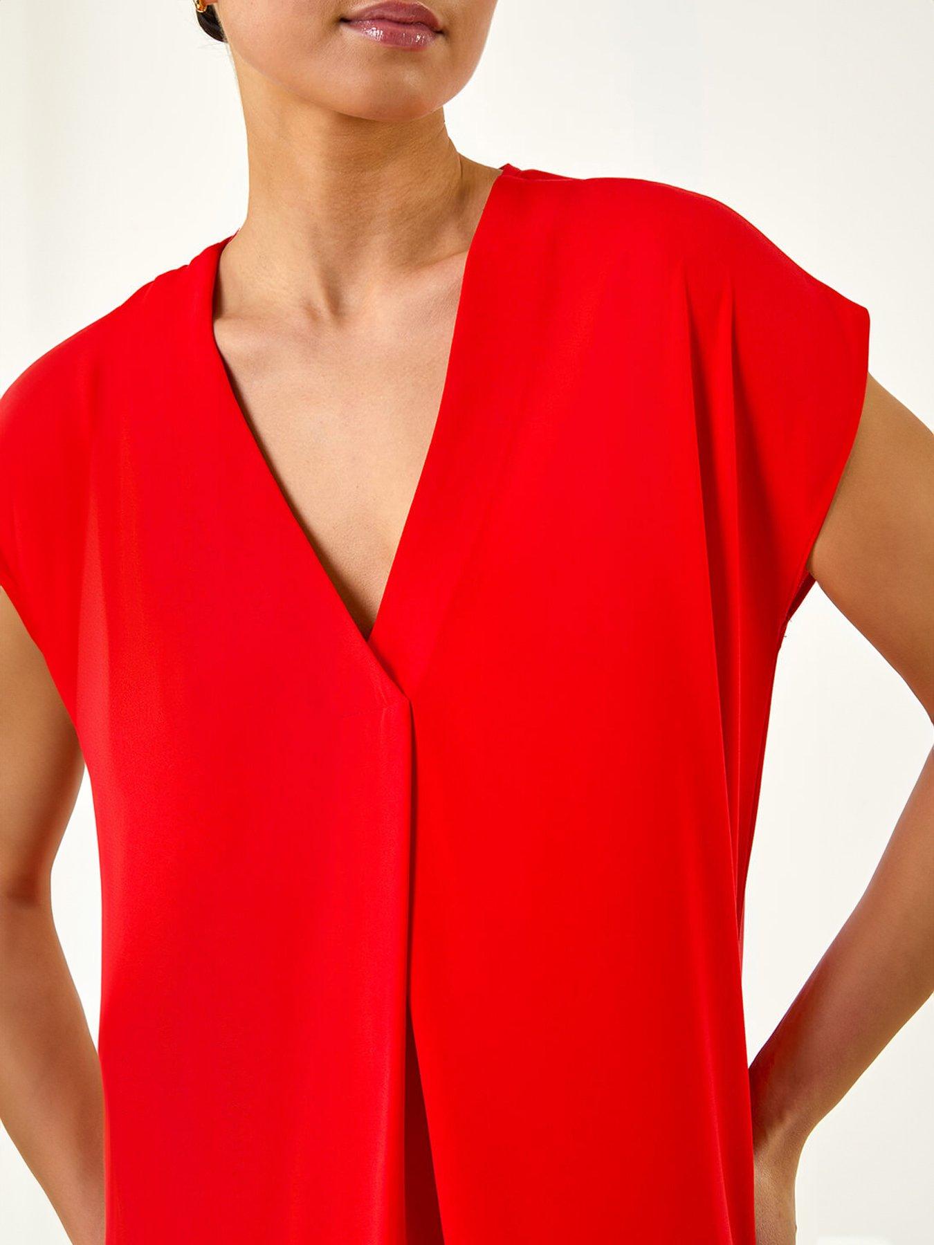 Image 2 of 5 of Roman Petite V-Neck Tuck Front Top