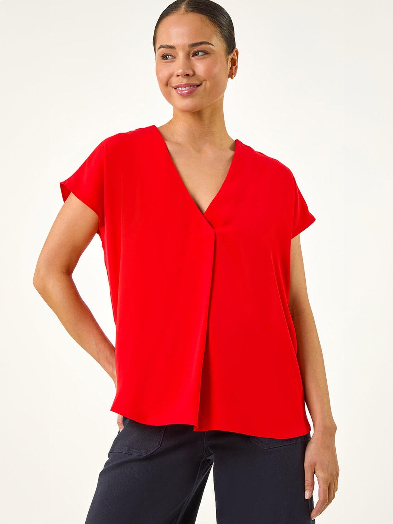 Image 3 of 5 of Roman Petite V-Neck Tuck Front Top