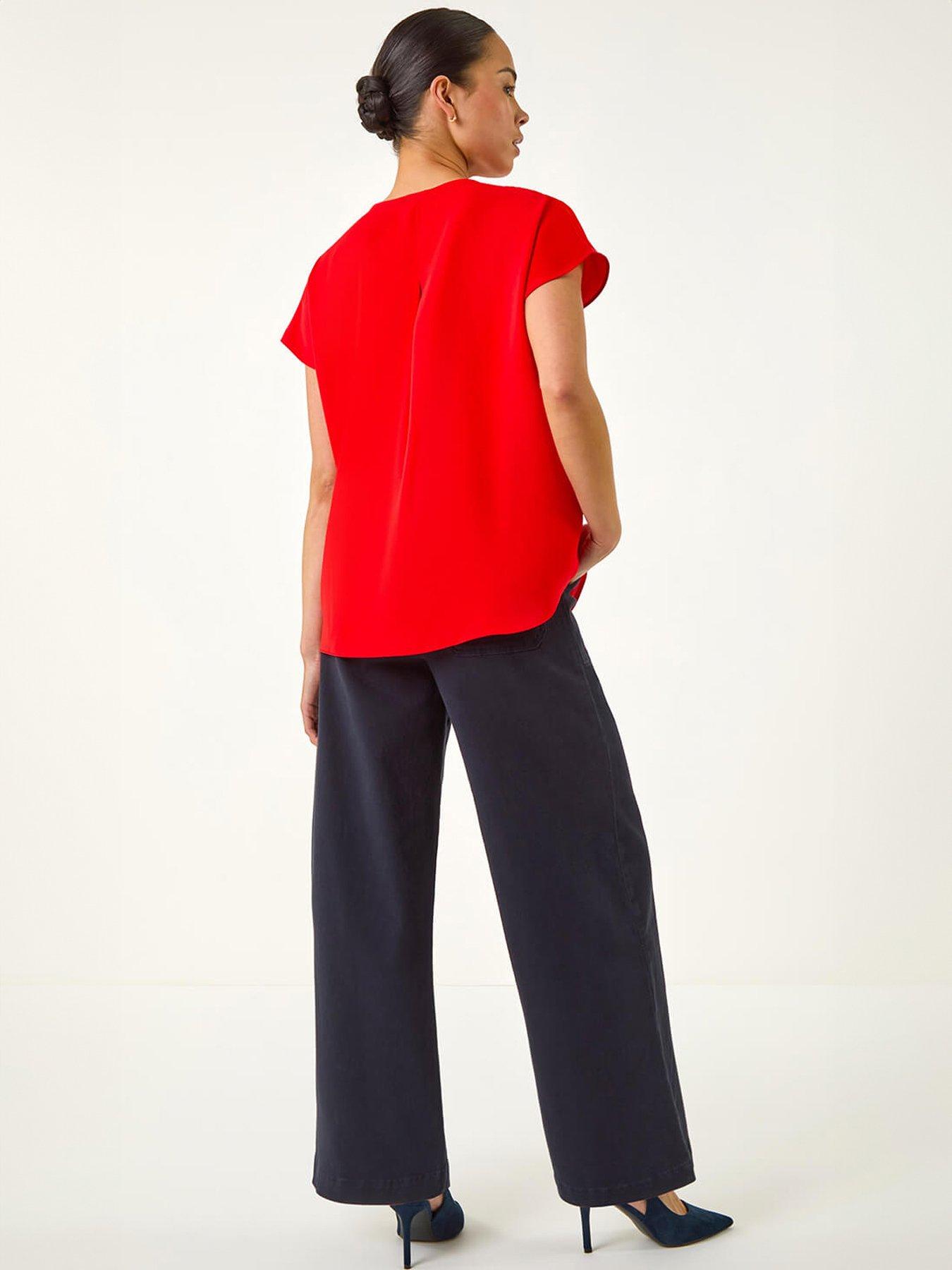 Image 4 of 5 of Roman Petite V-Neck Tuck Front Top