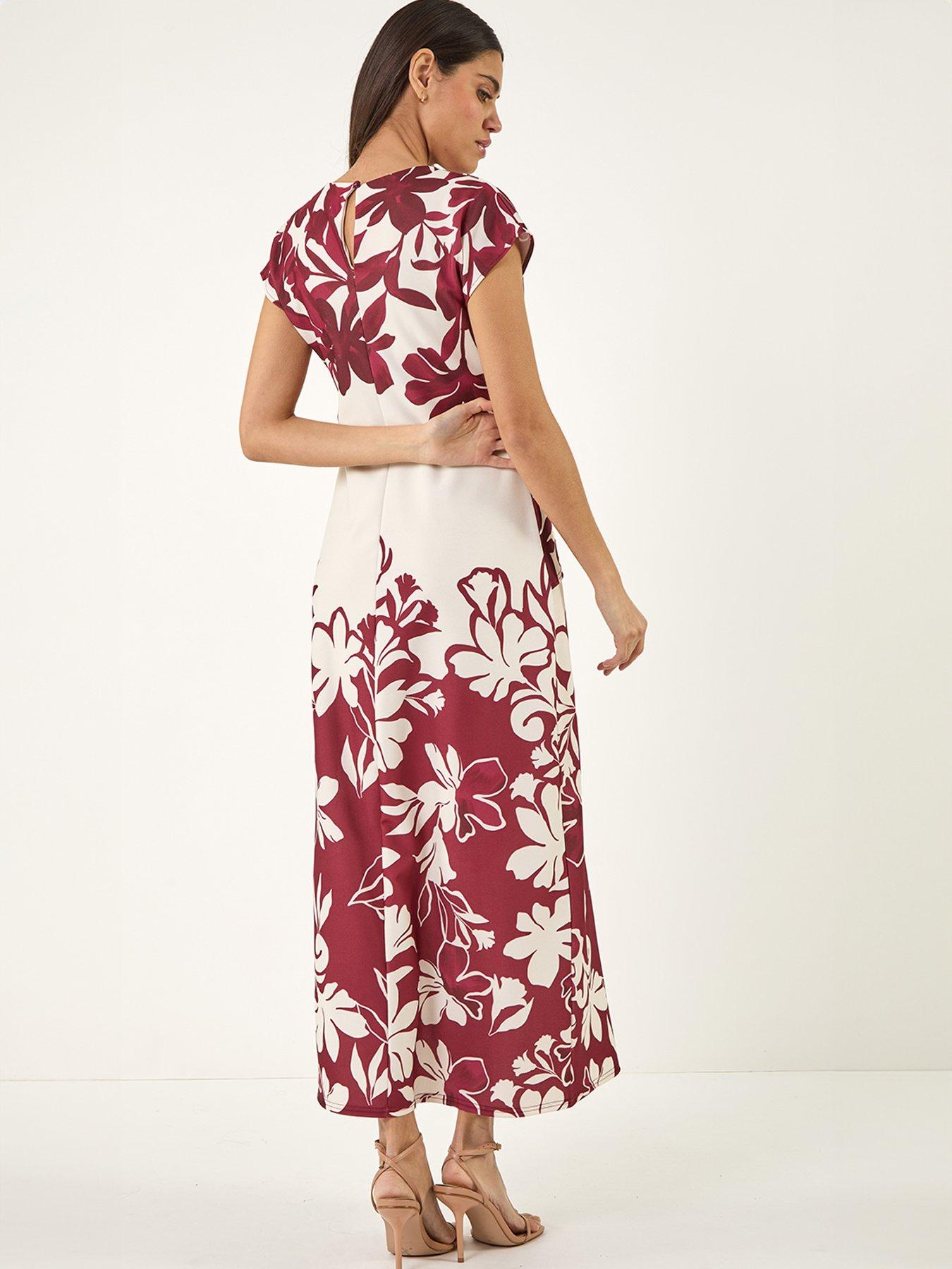 Image 2 of 5 of Roman Print Wrap Twist Dress