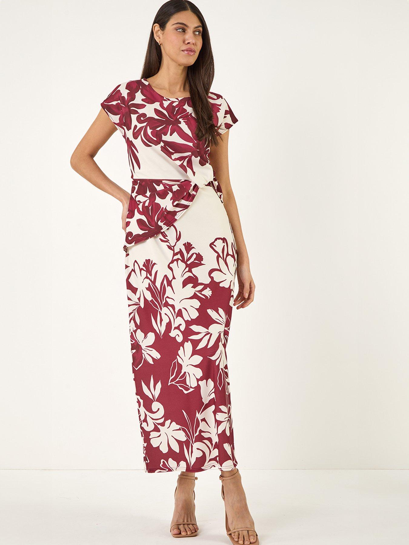 Image 3 of 5 of Roman Print Wrap Twist Dress
