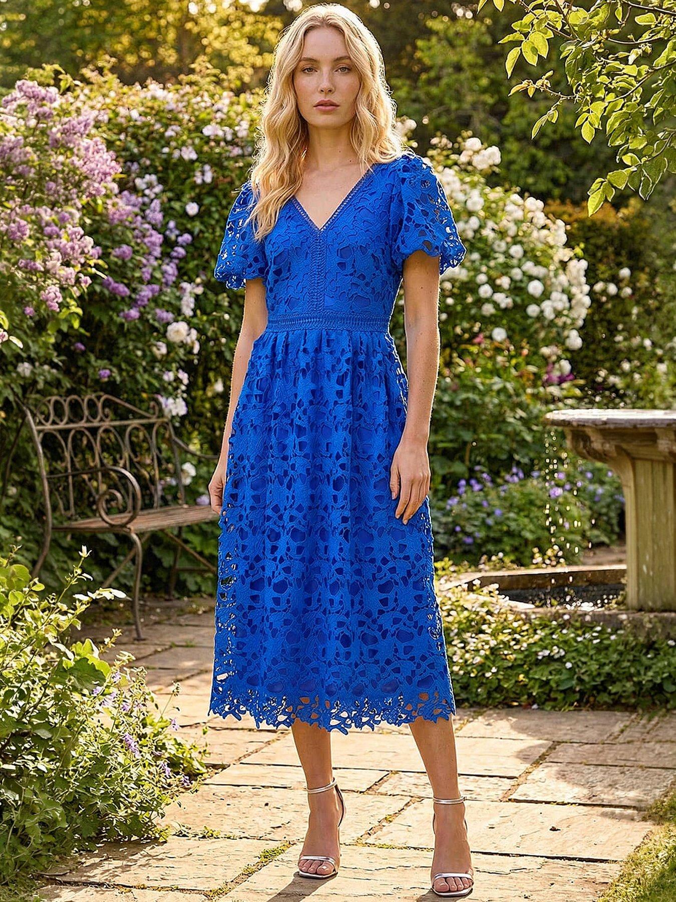 Roman Crochet Lace V-Neck Dress