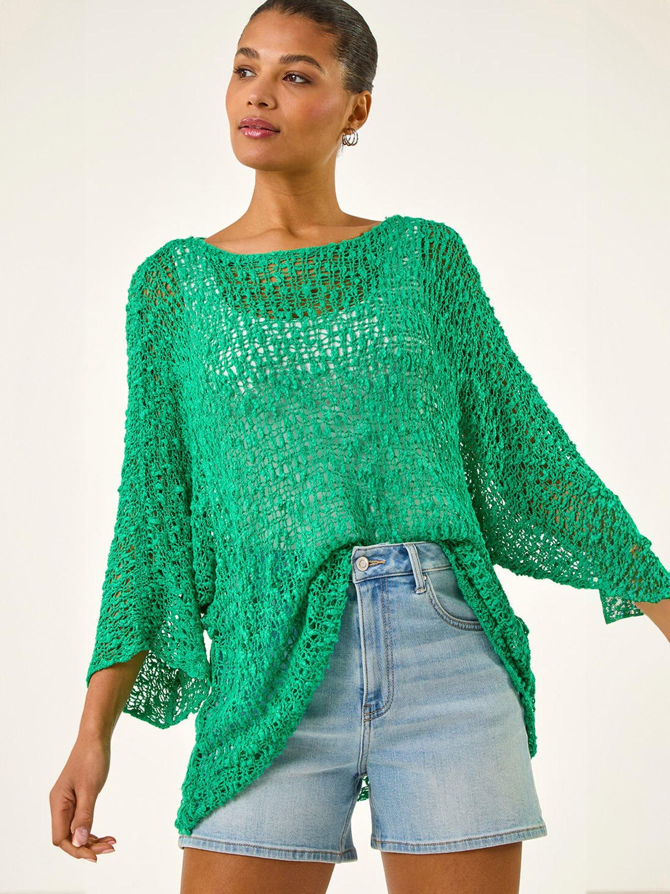 front image of roman-light-weight-open-knit-jumper