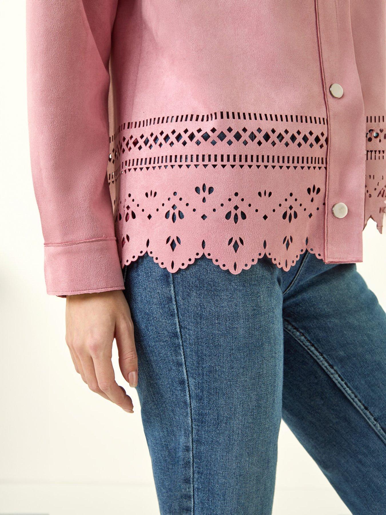Image 5 of 5 of Roman Faux Suede Cut Out Shacket