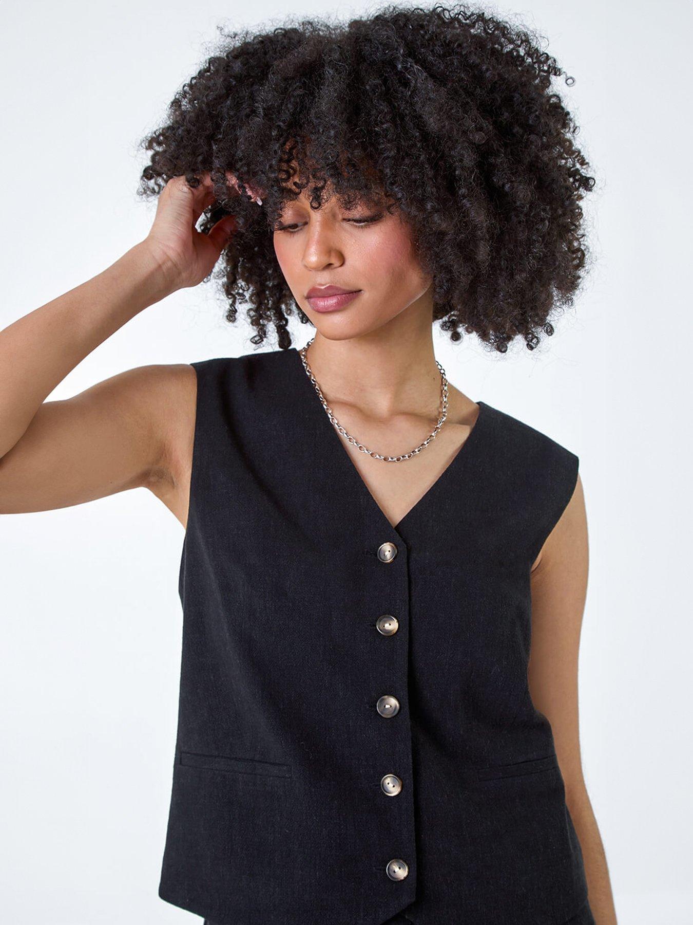 Image 4 of 5 of Roman Linen Blend Button Through Waistcoat