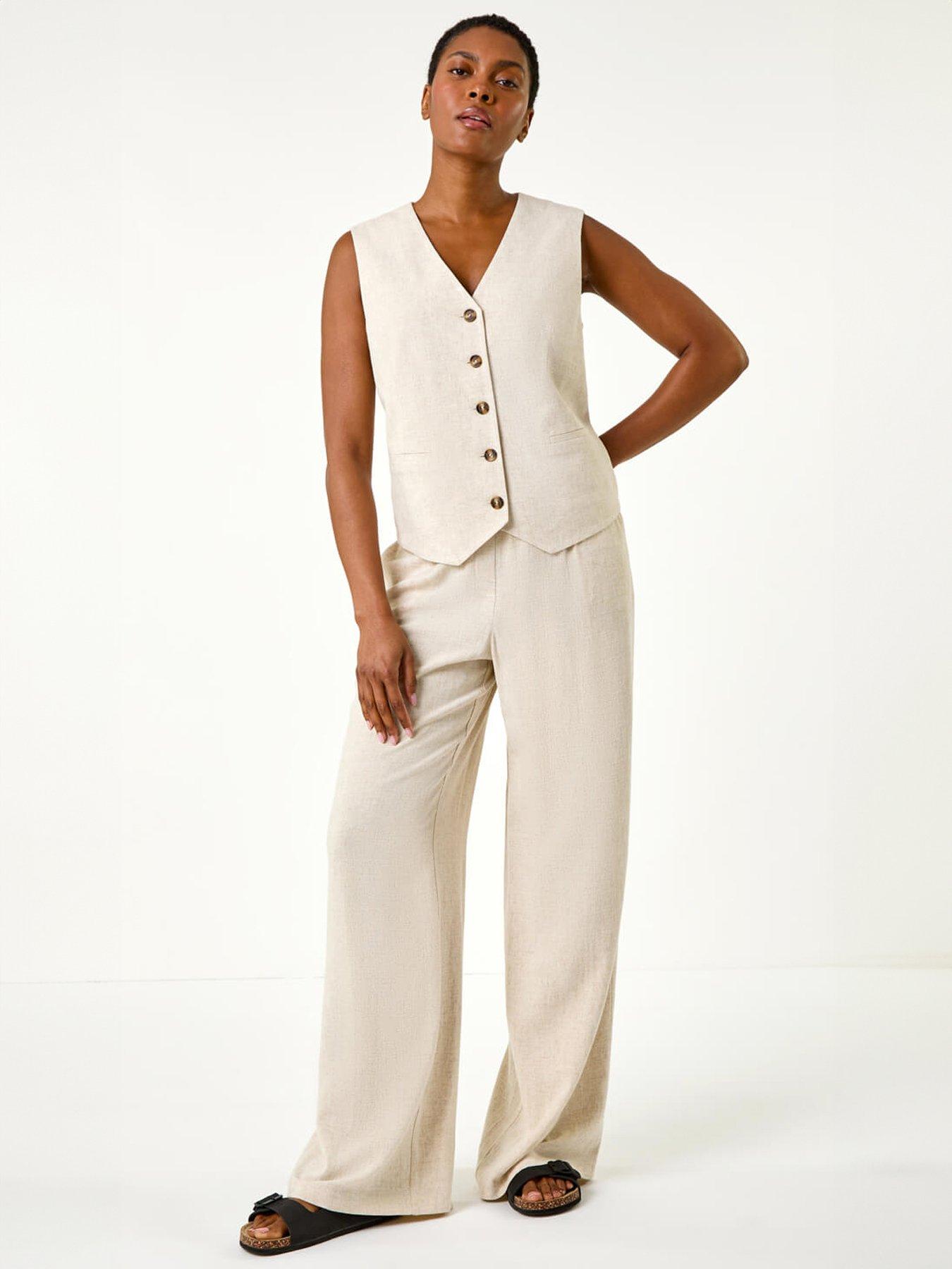Image 3 of 5 of Roman Linen Blend Button Through Waistcoat