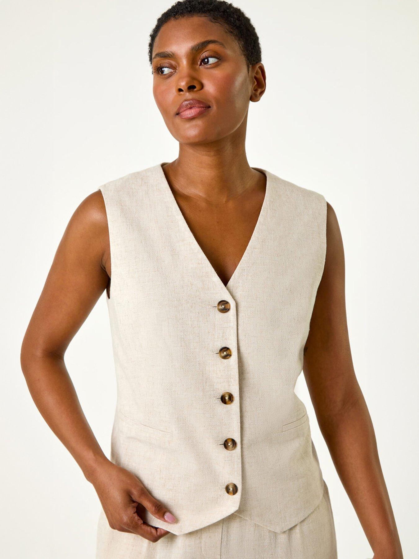 Image 4 of 5 of Roman Linen Blend Button Through Waistcoat