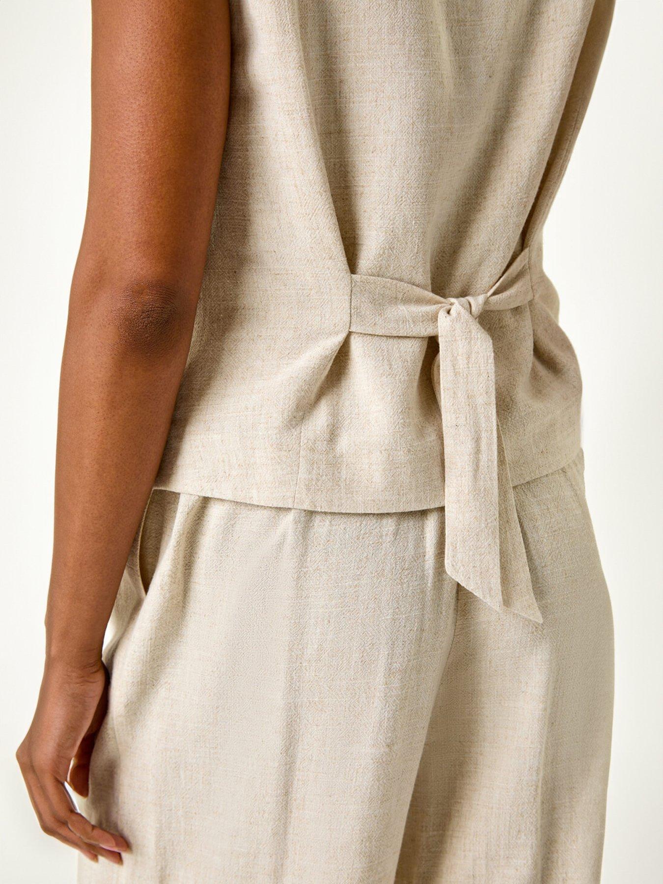 Image 5 of 5 of Roman Linen Blend Button Through Waistcoat