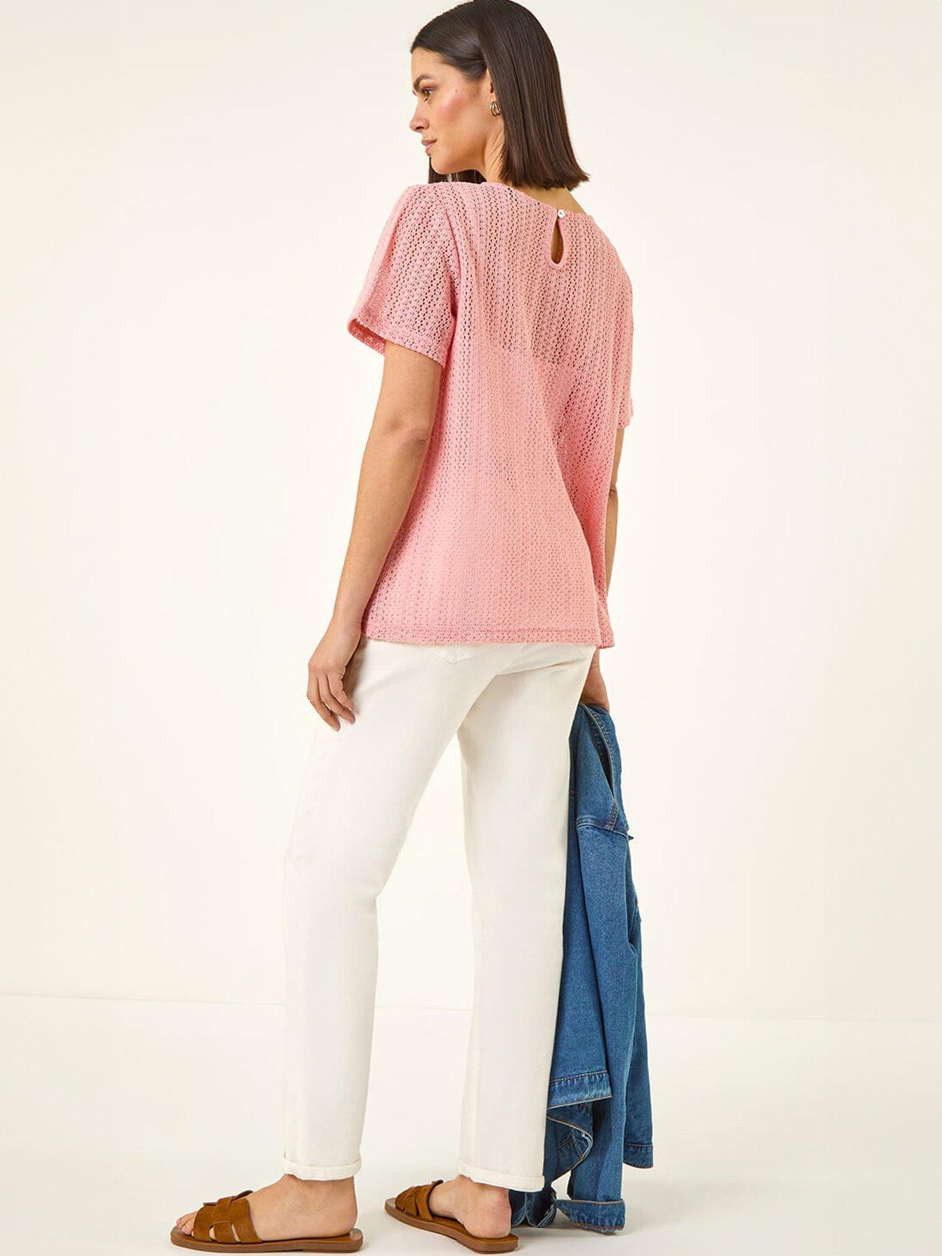Image 2 of 5 of Roman Textured Floral Line Stretch Top