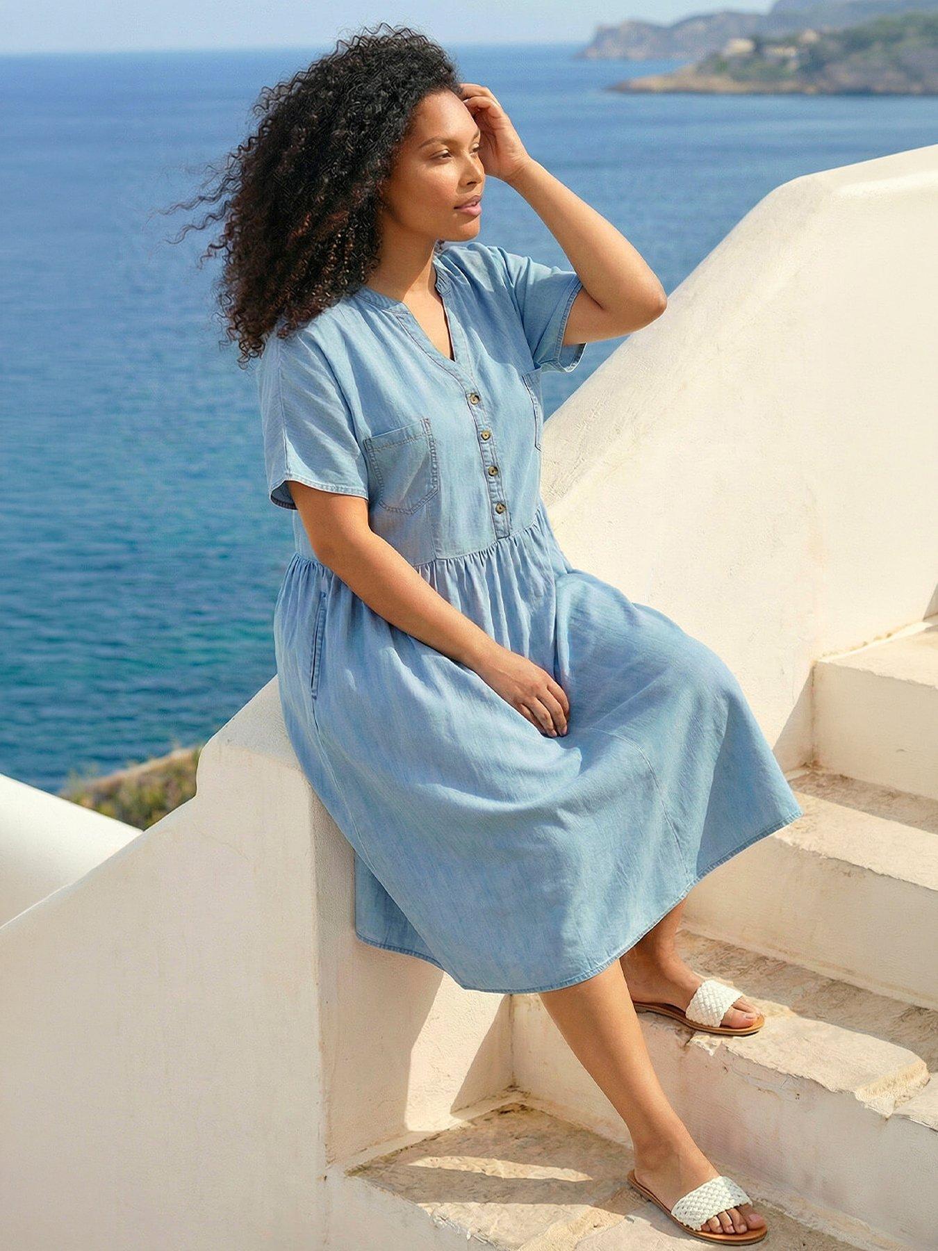  image of roman-curve-buttoned-shirt-dress
