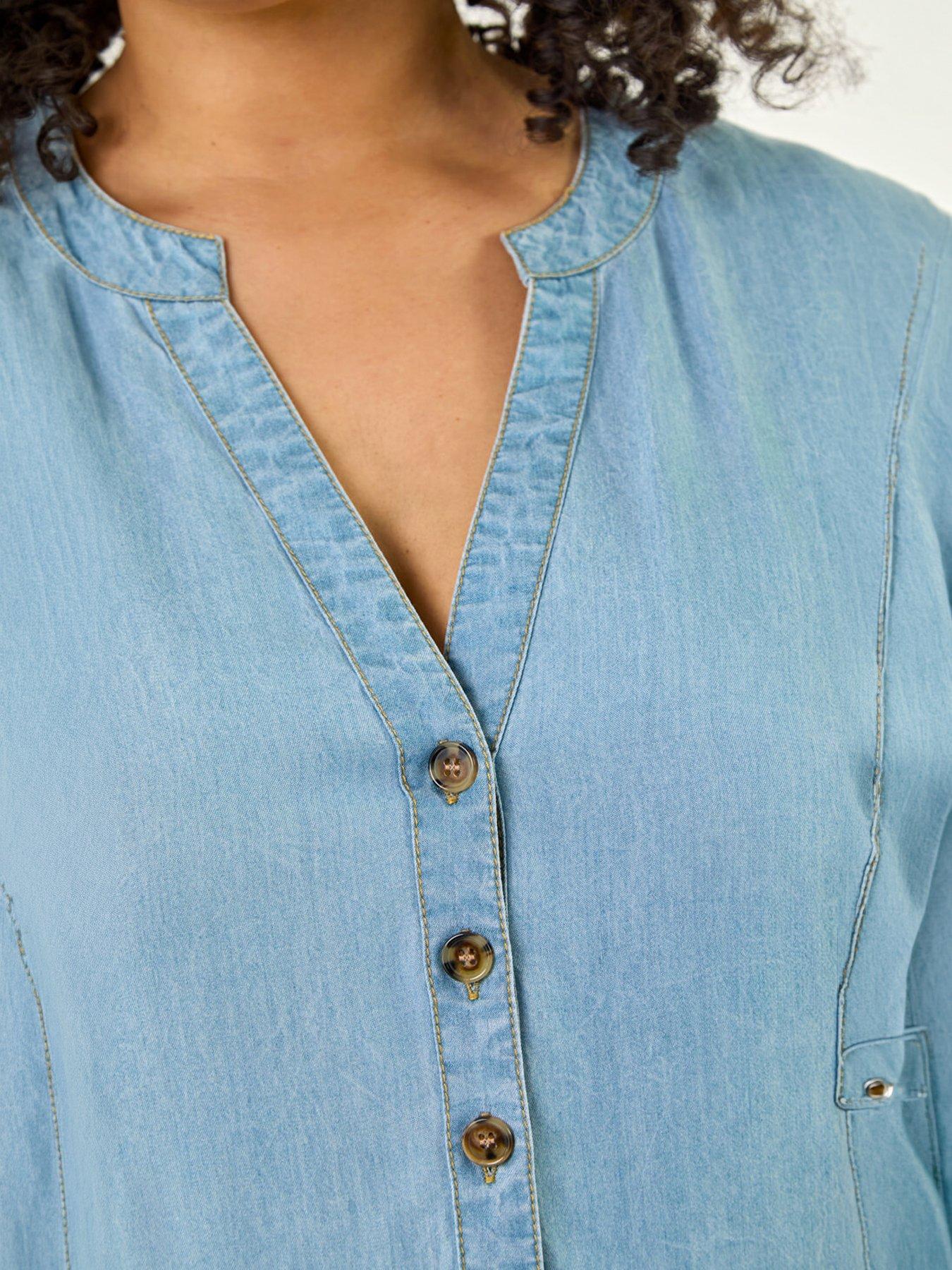 image of roman-curve-buttoned-shirt-dress