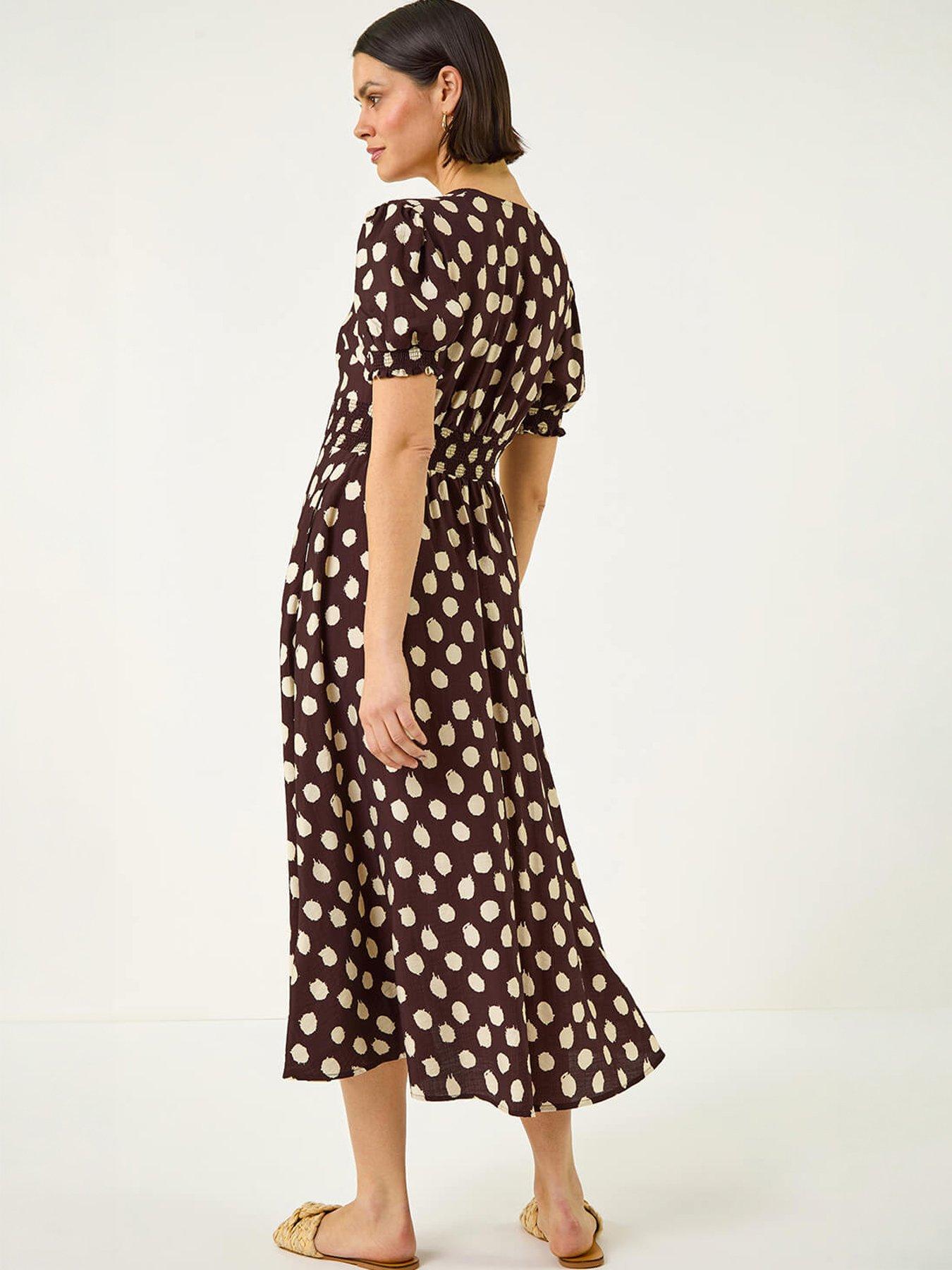Image 4 of 5 of Roman Spot Print Button Midi Dress