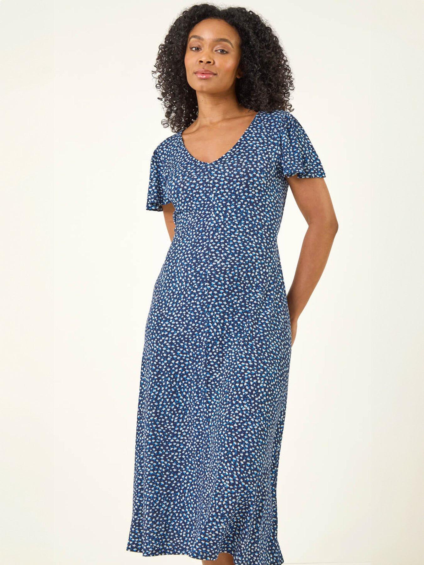  image of roman-petite-v-neck-midi-dres