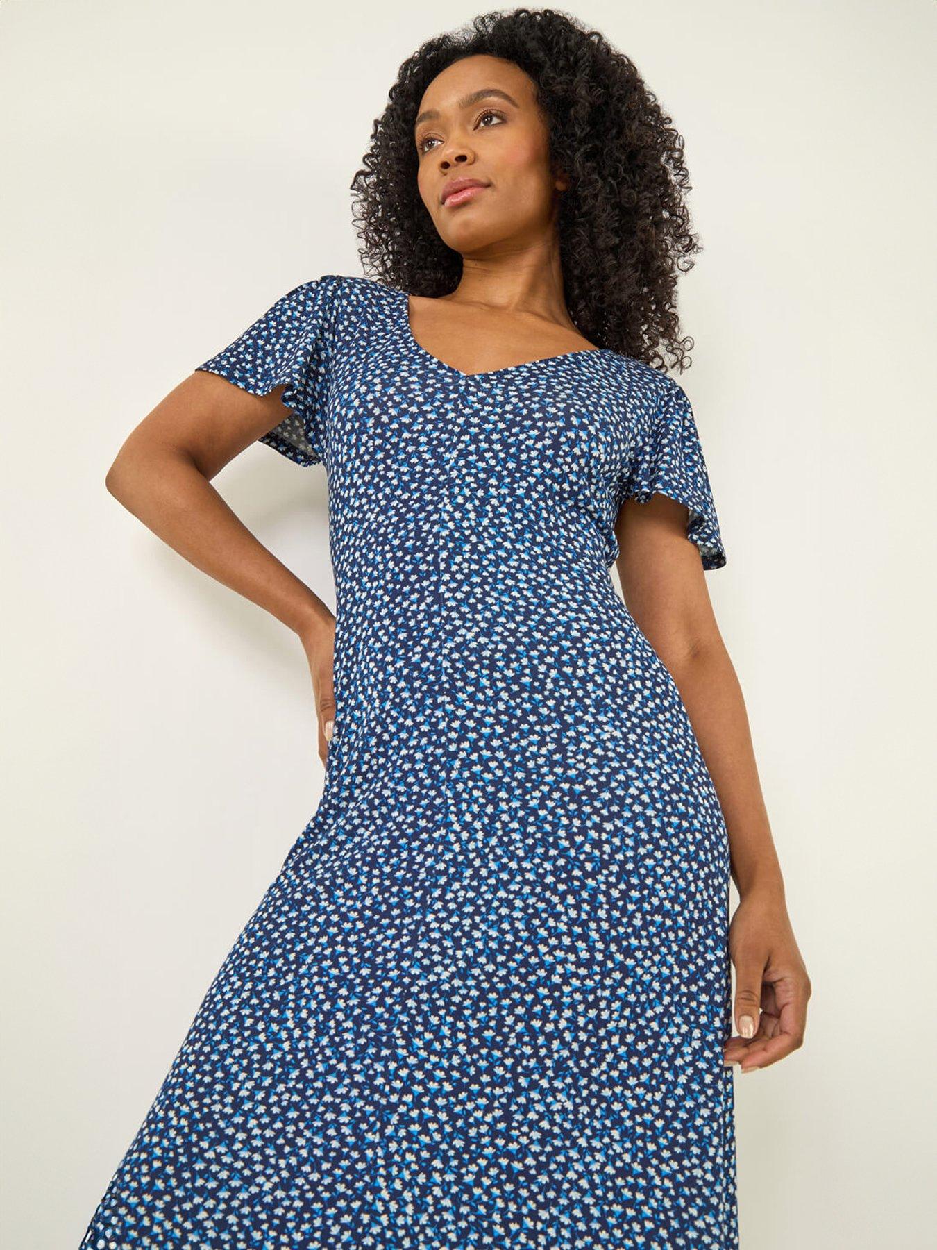  image of roman-petite-v-neck-midi-dres